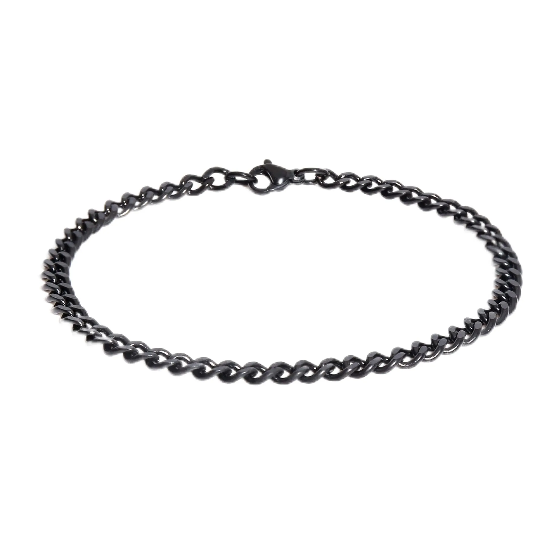 Made by Nami Bracciale Uomo Acciaio Inossidabile Cuban Link Nero - Antiallergico Impermeabile 22cm - immagine 1