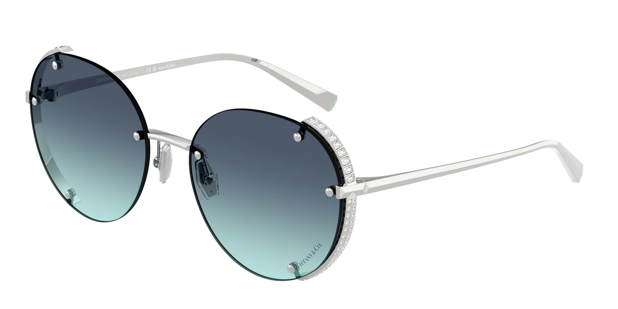 Tiffany TF3110KB 62139S Occhiali da sole Metallo Argento Blu Rotonda Normale Sfumato - immagine 1