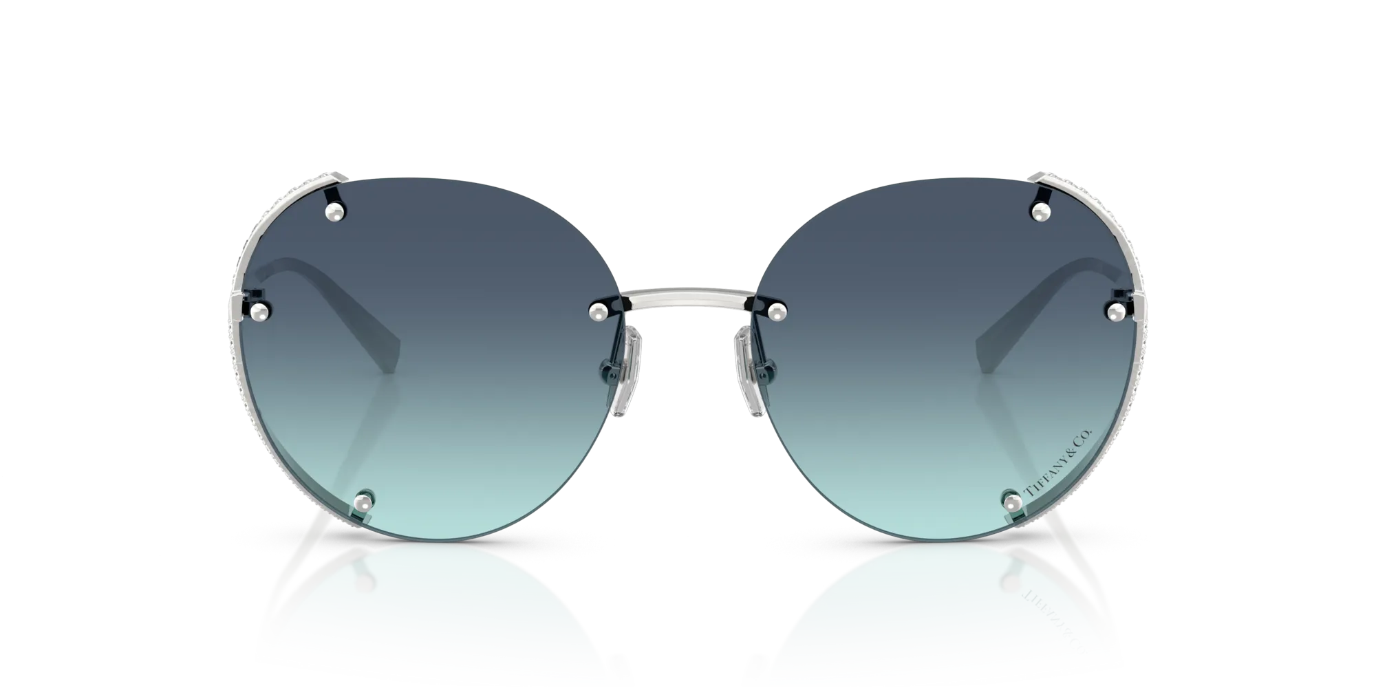 Tiffany TF3110KB 62139S Occhiali da sole Metallo Argento Blu Rotonda Normale Sfumato - immagine 3