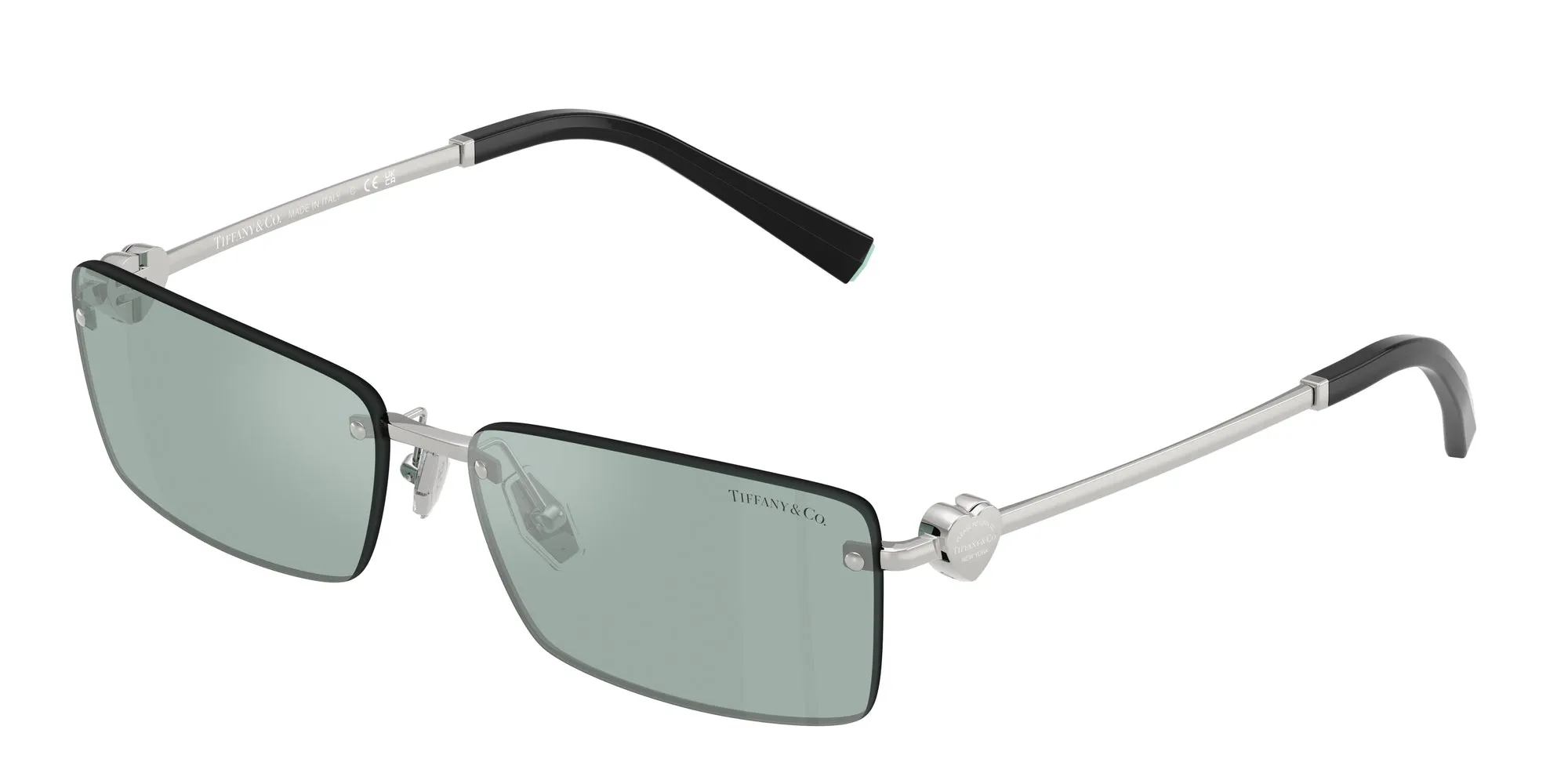 Tiffany TF3108B 62227C Occhiali da sole Metallo Argento Azzurro Squadrata Specchiate - immagine 1