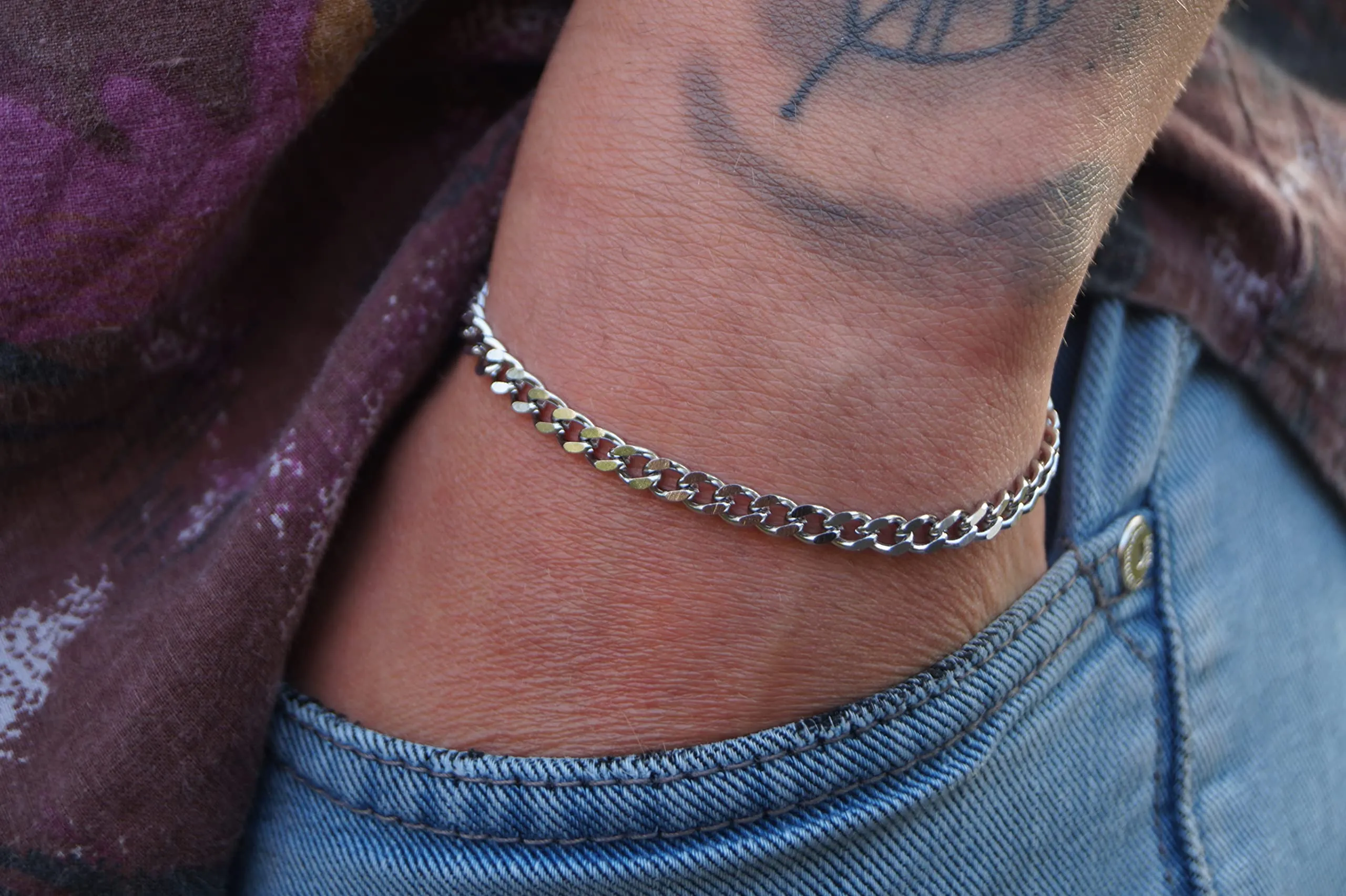 Made by Nami Bracciale Uomo Acciaio Inossidabile Cuban Link - Braccialetto Elegante con Moschettone Sicuro - Gioielli Uomo 18-22cm Argentato - immagine 2
