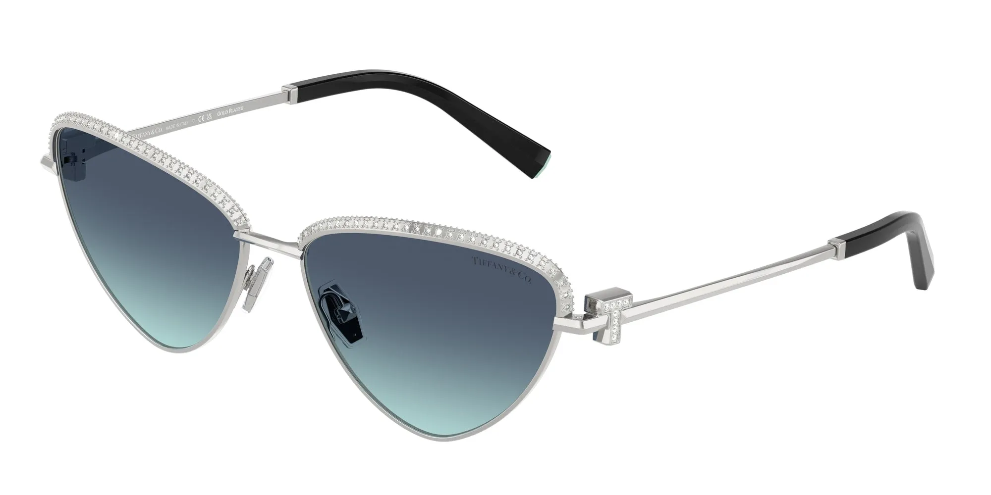 Tiffany TF3107KB 62139S Occhiali da sole Metallo Argento Blu Geometrica Normale Sfumato - immagine 1