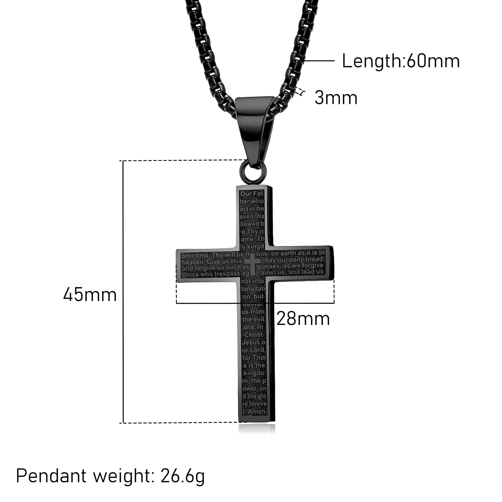 MERTTURM Crocifisso Collana Uomo, Acciaio Inossidabile con Collana Uomo Pendente Croce Singolo, Regali per Gioielli Cristiani, Argento Nero(Resistente allo Sbiadimento e al Sudore) - immagine 5