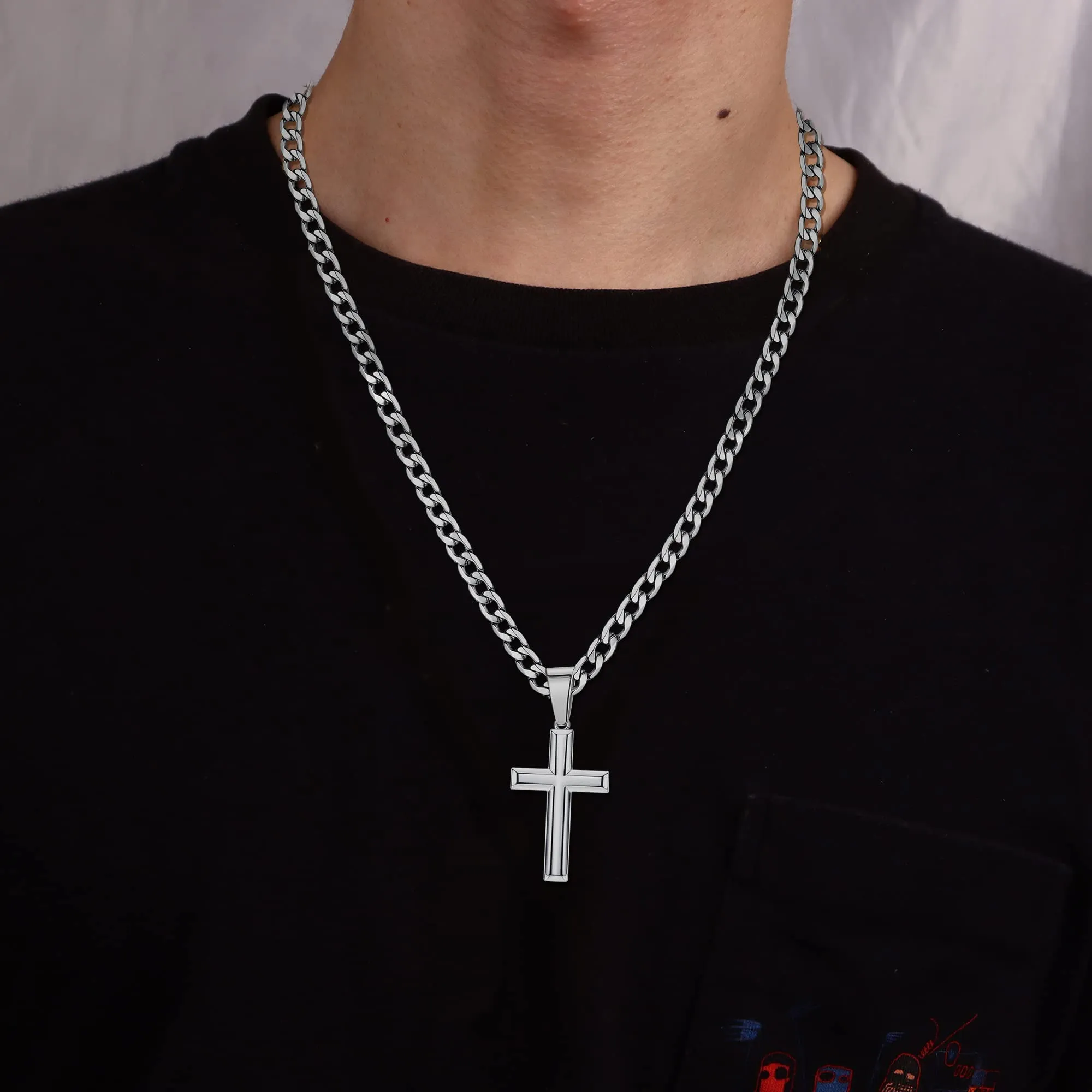 Chriscoco Collana Croce Uomo con Ciondolo in Argento 925 e Collana Acciaio - immagine 5