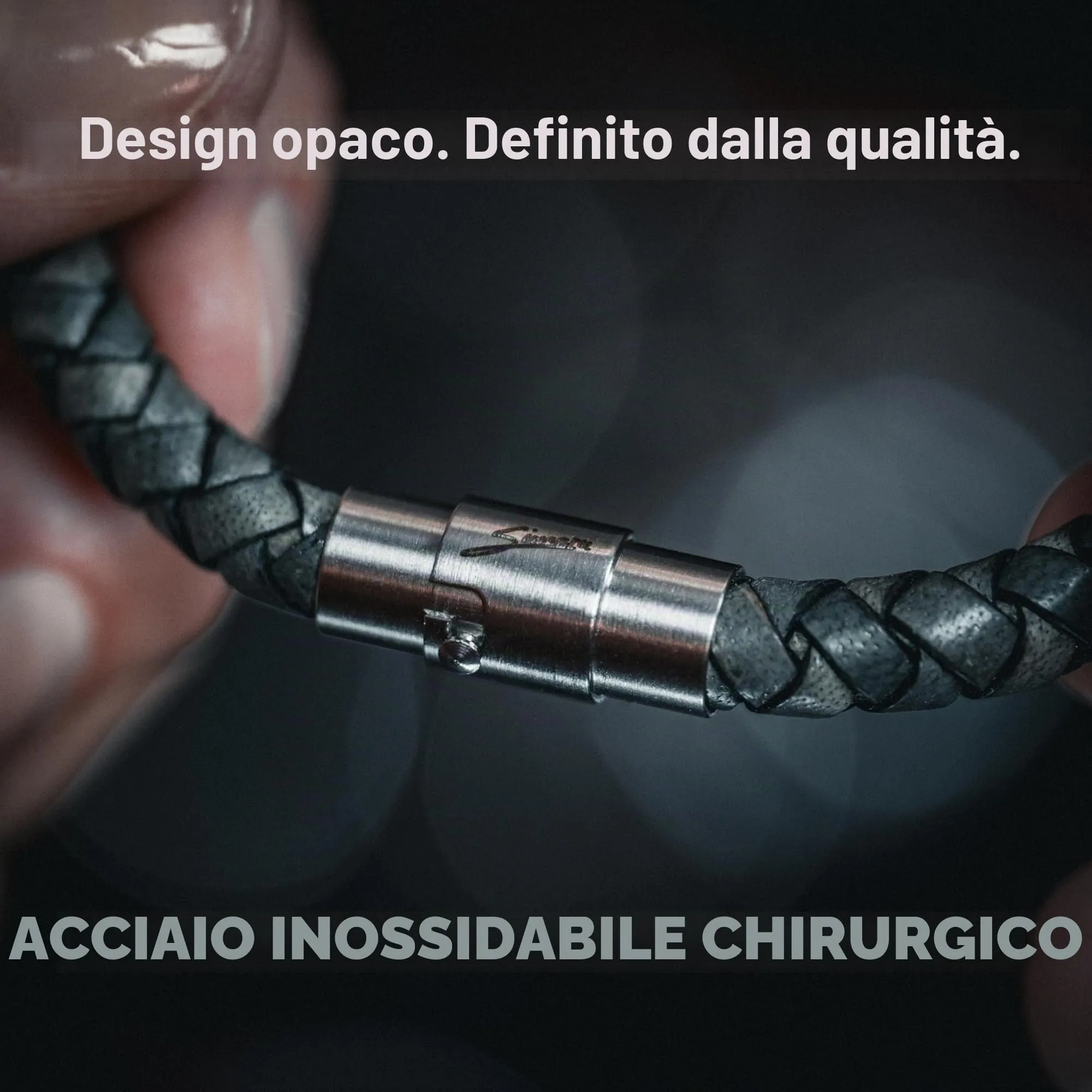 Simaru Bracciale in Pelle Intrecciata: Elegante Motivo con Pelle di Alta Qualità, Prodotto in Germania, Chiusura a Baionetta in Acciaio Inox, Adatto a Uomo e Donna - immagine 7