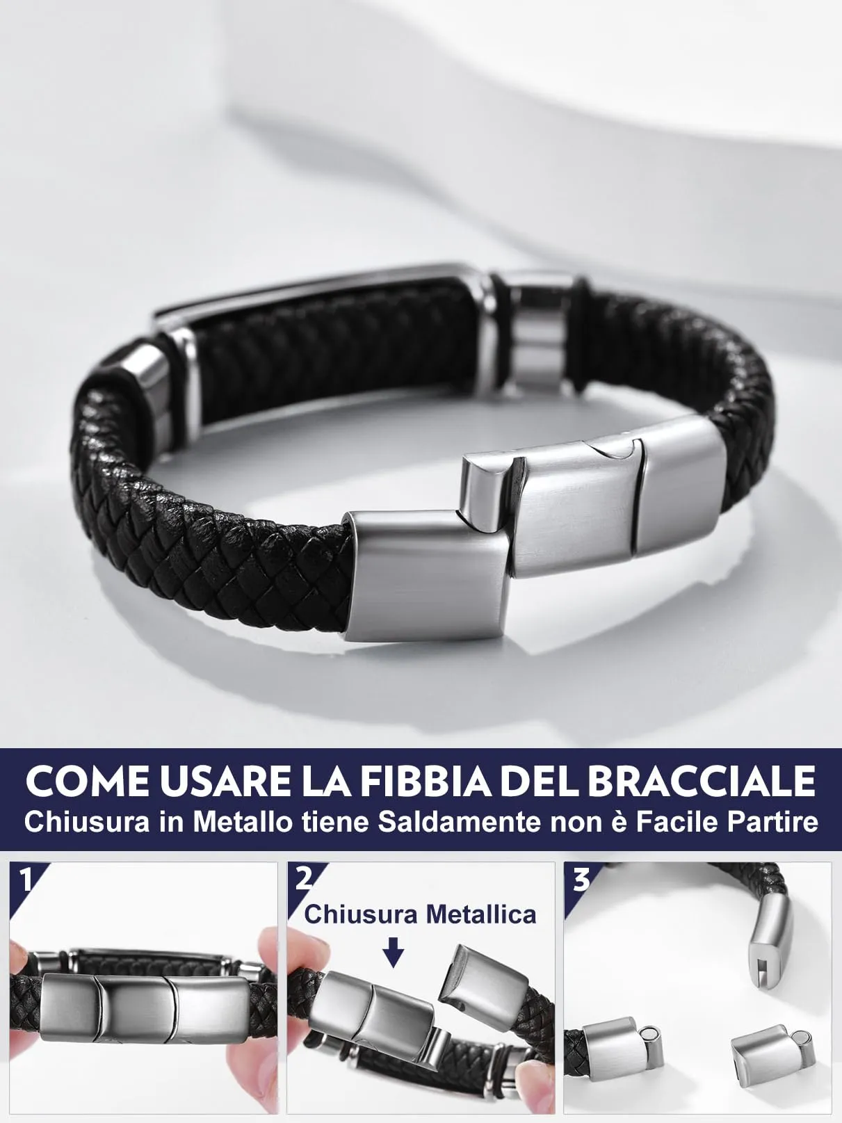 Bandmax Corda di Cera Bracciale Uomo, Cranio Modello Vintage Braccialetto Uomo, 23 cm Lunghezza Argento Bracciali Uomo Accessori Punk Hip Hop Rock, Idee Regalo per Uomo Ragazzo Papà - immagine 4