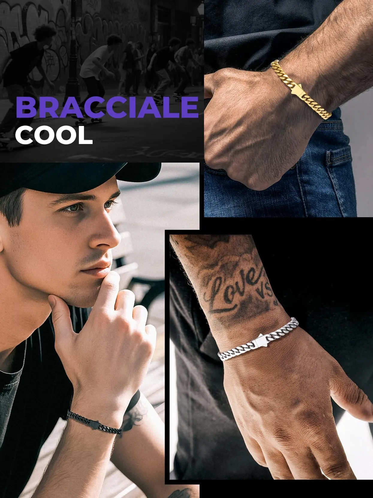 Richsteel Braccialetto a catena a maglie cubane di qualità Miami per uomini e donne, in acciaio inox, larghezza 5/7/9/12 mm, confezione regalo - immagine 7