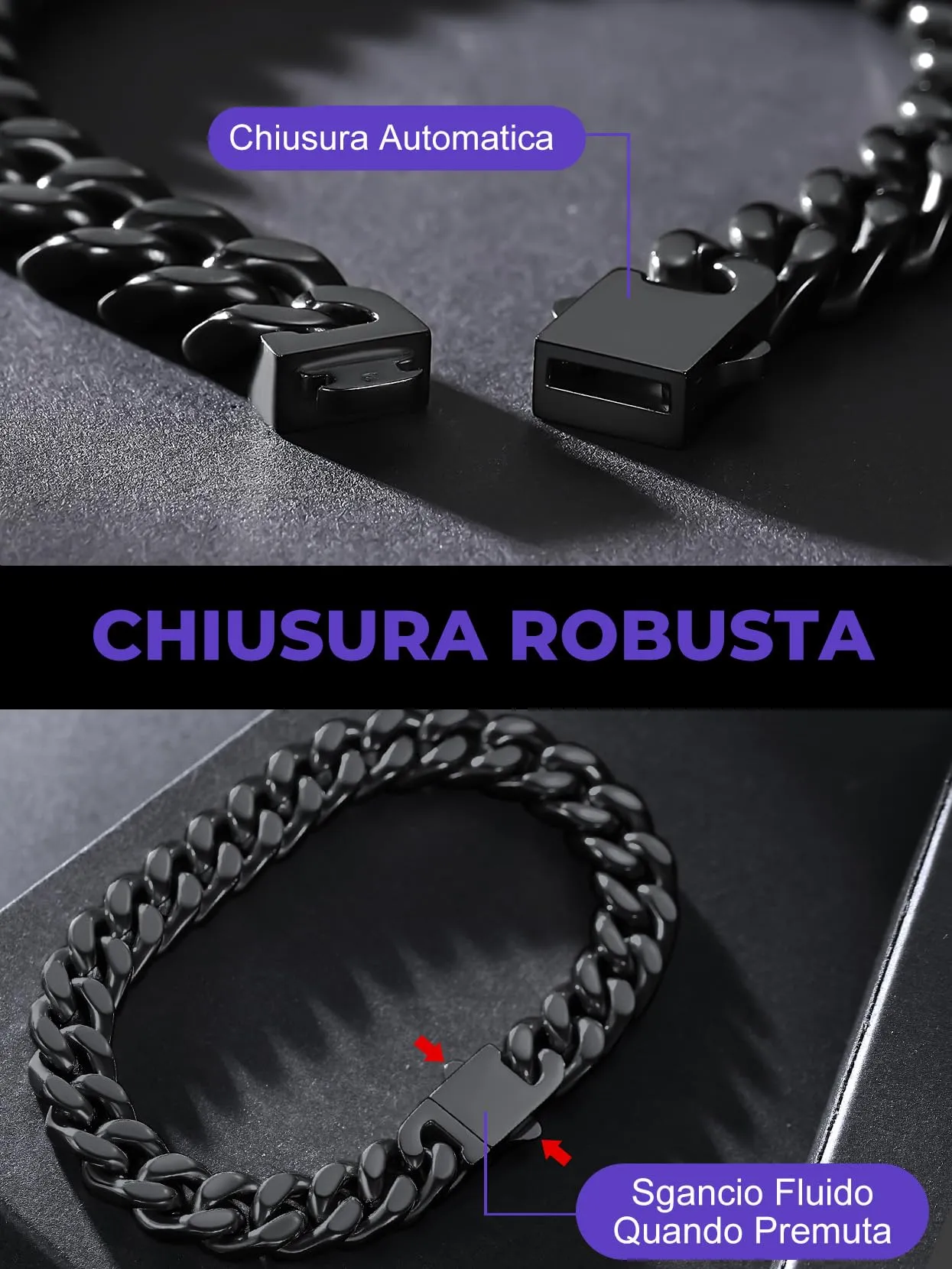 Richsteel Braccialetto a catena a maglie cubane di qualità Miami per uomini e donne, in acciaio inox, larghezza 5/7/9/12 mm, confezione regalo - immagine 7