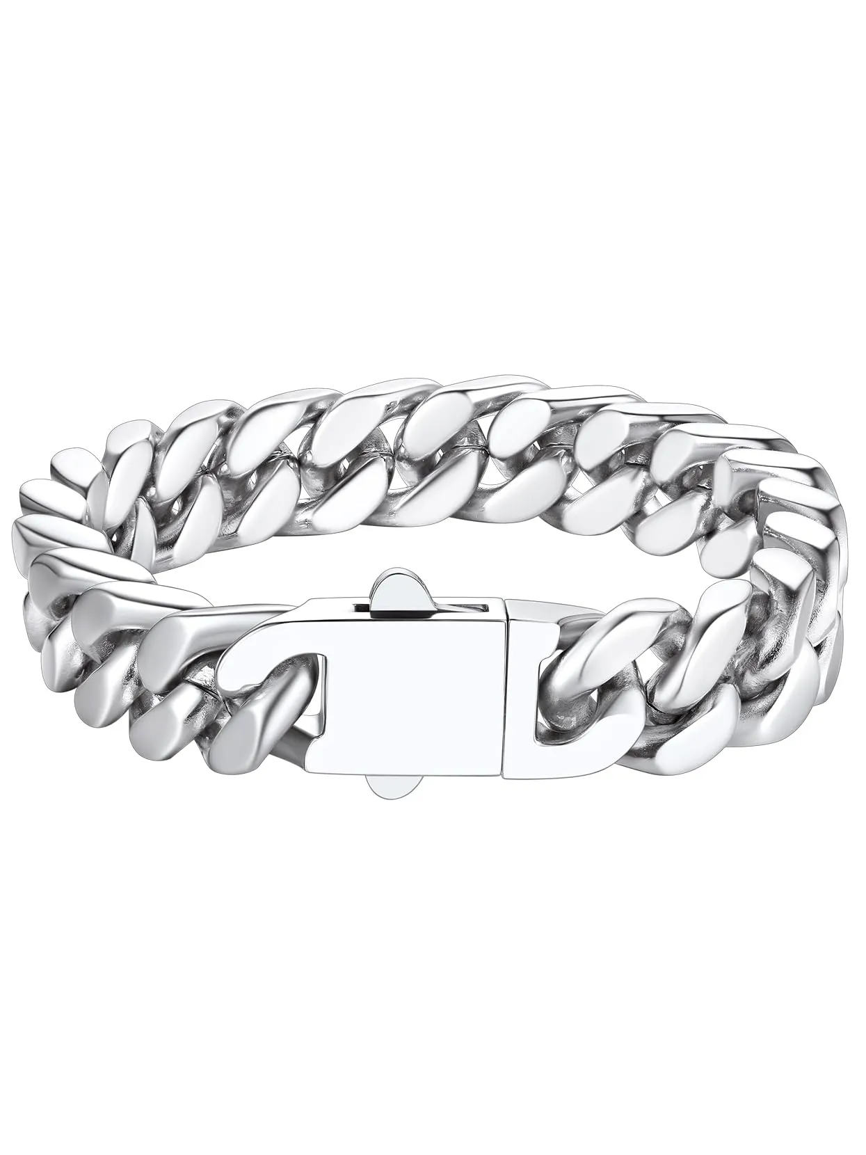 Richsteel Braccialetto a catena a maglie cubane di qualità Miami per uomini e donne, in acciaio inox, larghezza 5/7/9/12 mm, confezione regalo - immagine 1