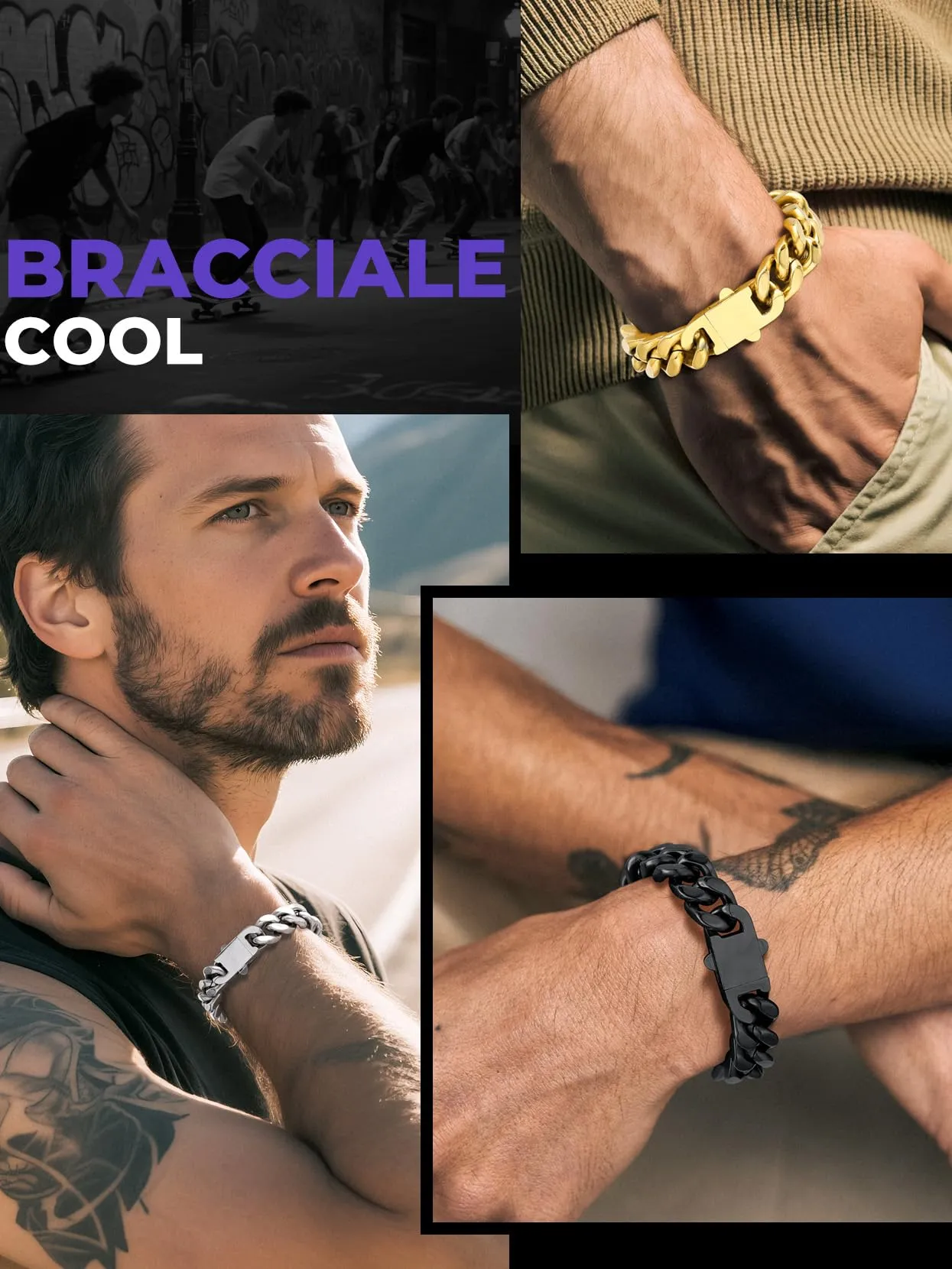 Richsteel Braccialetto a catena a maglie cubane di qualità Miami per uomini e donne, in acciaio inox, larghezza 5/7/9/12 mm, confezione regalo - immagine 8