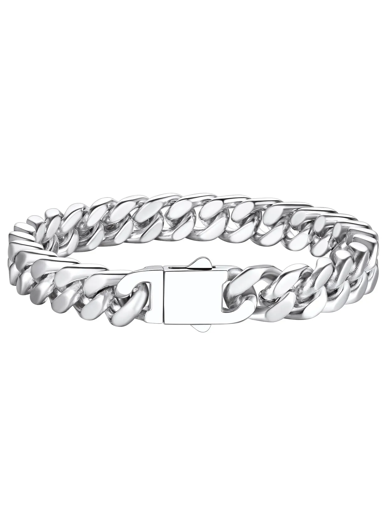 Richsteel Braccialetto a catena a maglie cubane di qualità Miami per uomini e donne, in acciaio inox, larghezza 5/7/9/12 mm, confezione regalo - immagine 1