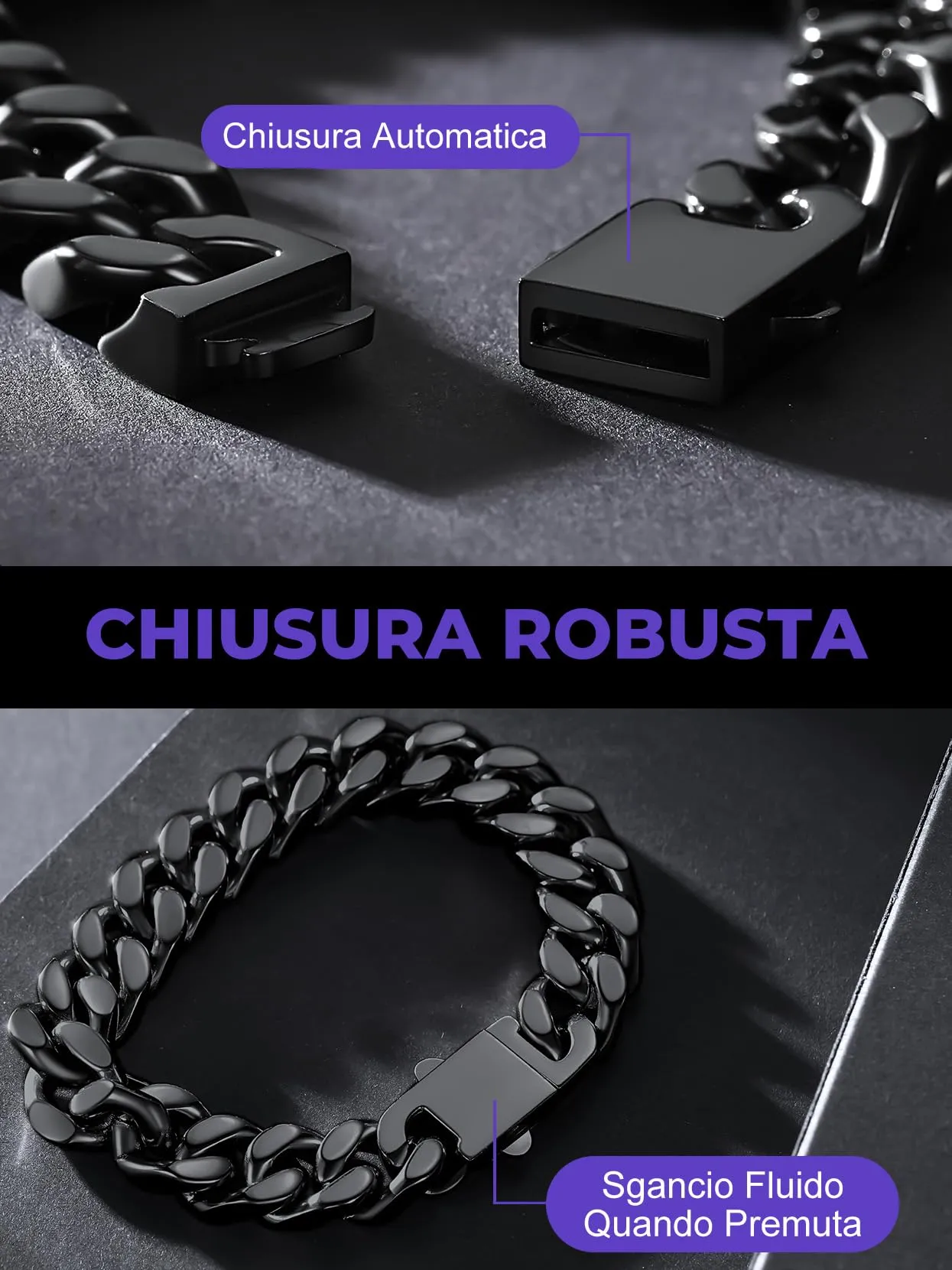 Richsteel Bracciale Uomo Catena Cubana Larghezza 5/7/9/12 MM Accaio Inossidabile 316L Impermeabile Antiallergico Comoda Fibbia di Collegamento 19/21/23 CM Regalo Rgazzo Padre Compleanno - immagine 7
