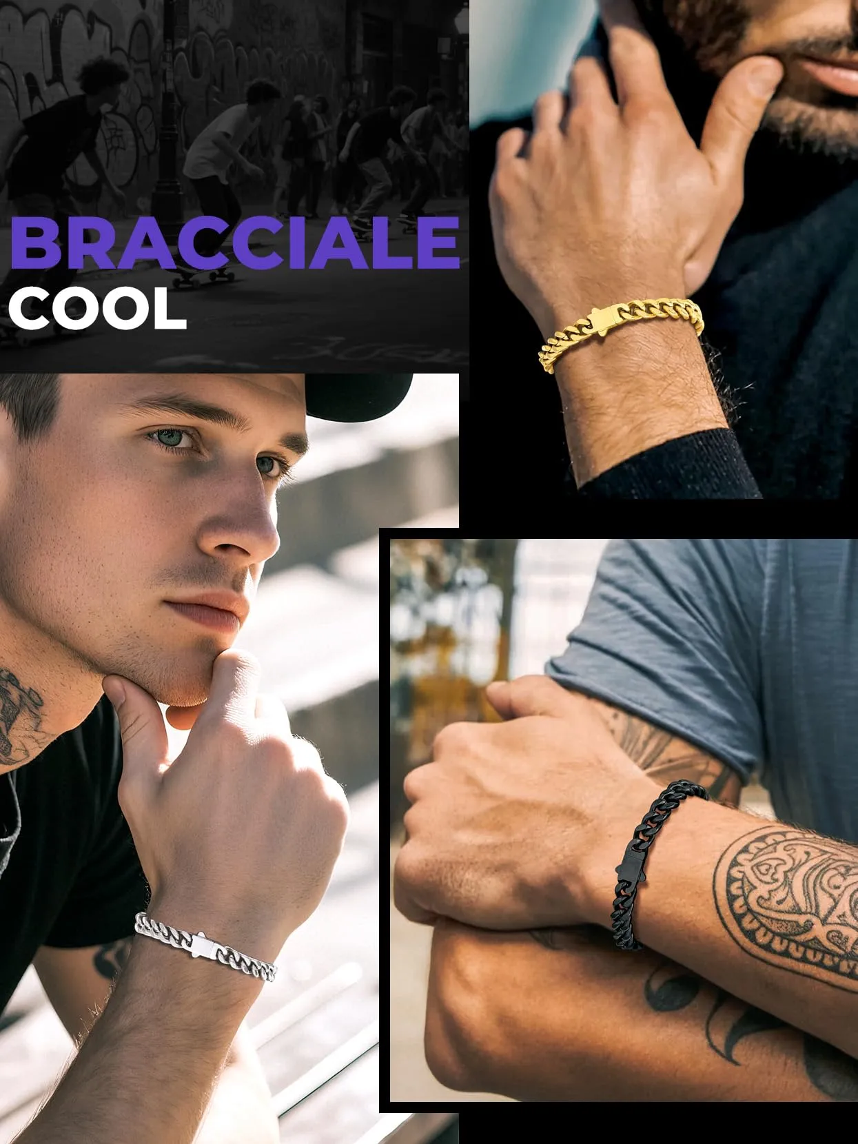 Richsteel Braccialetto a catena a maglie cubane di qualità Miami per uomini e donne, in acciaio inox, larghezza 5/7/9/12 mm, confezione regalo - immagine 6