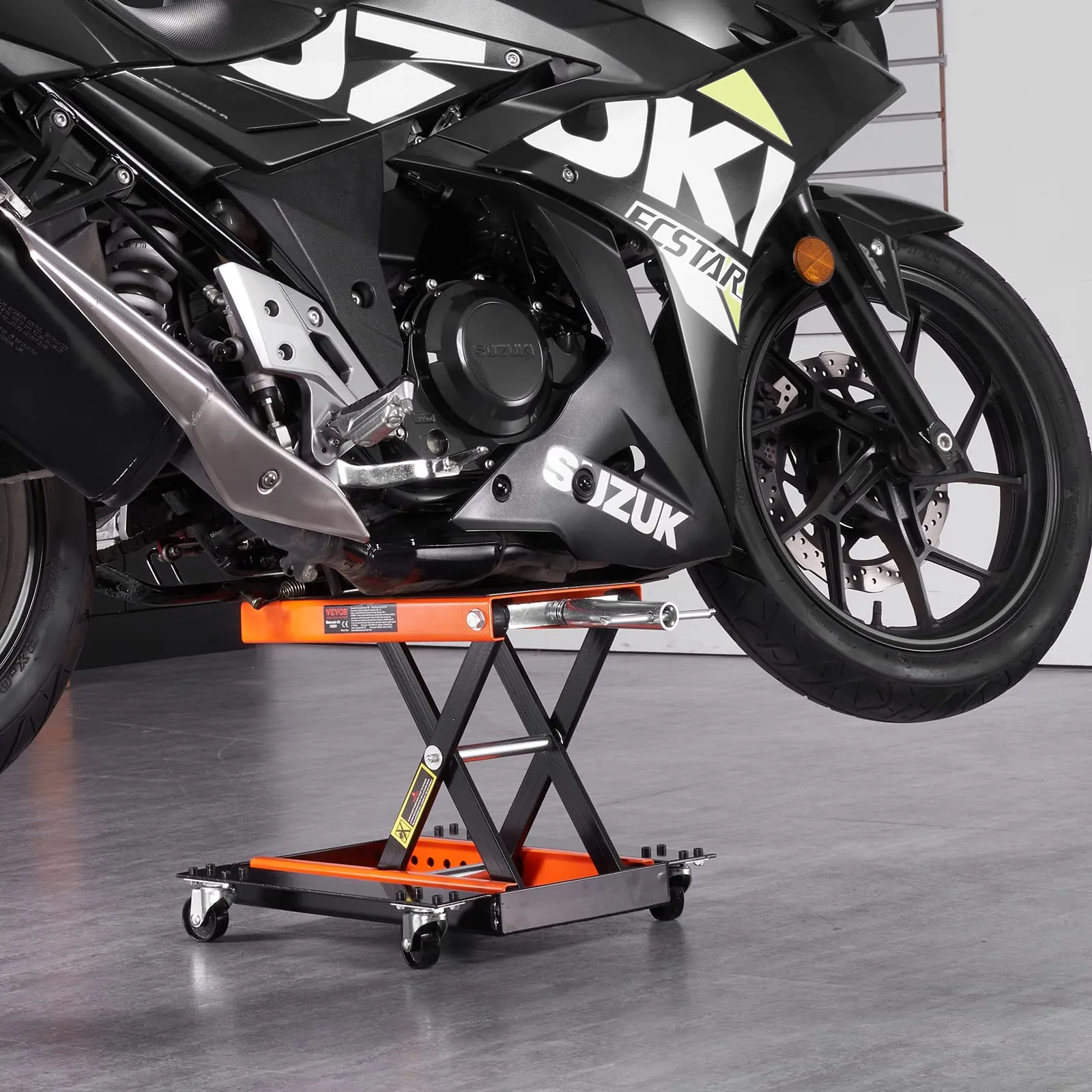 VEVOR Ponte Sollevatore Idraulico a Forbice per Moto da Officina Capacità Max. 500kg Altezza Regolabile 12-39cm, Ponte Sollevatore Alzamoto da Officina Operazione Idraulica Piattaforma 37,1 x 22,8 cm - immagine 8