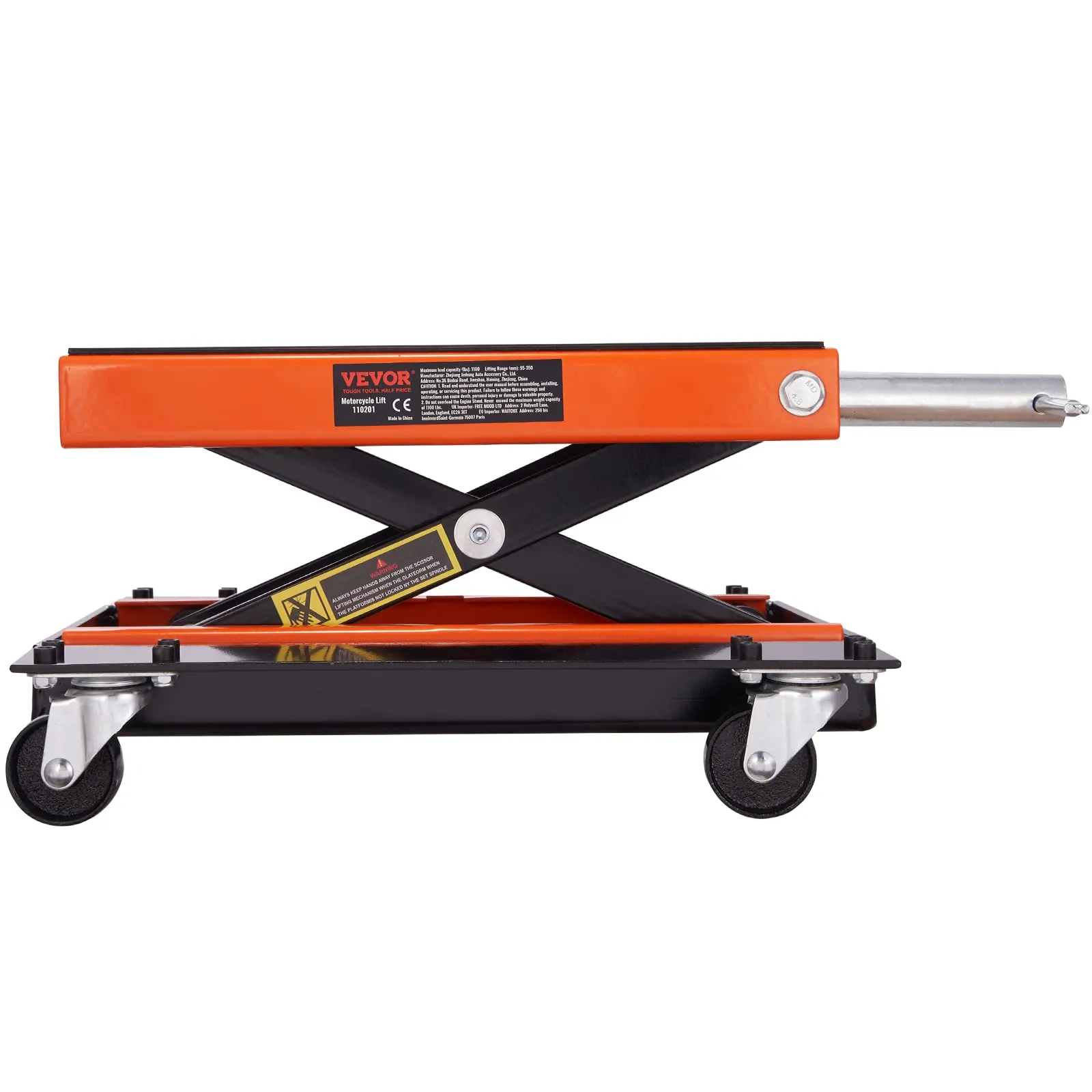 VEVOR Ponte Sollevatore Idraulico a Forbice per Moto da Officina Capacità Max. 500kg Altezza Regolabile 12-39cm, Ponte Sollevatore Alzamoto da Officina Operazione Idraulica Piattaforma 37,1 x 22,8 cm - immagine 10