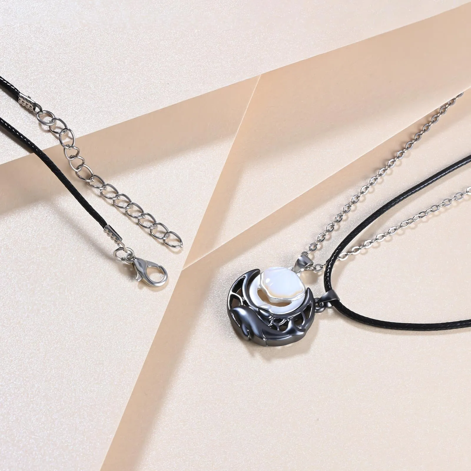 Feilok Stella Luna Coppie Magnetica Collana Pendente per Uomini Donne Catena in Acciaio Inox - immagine 3