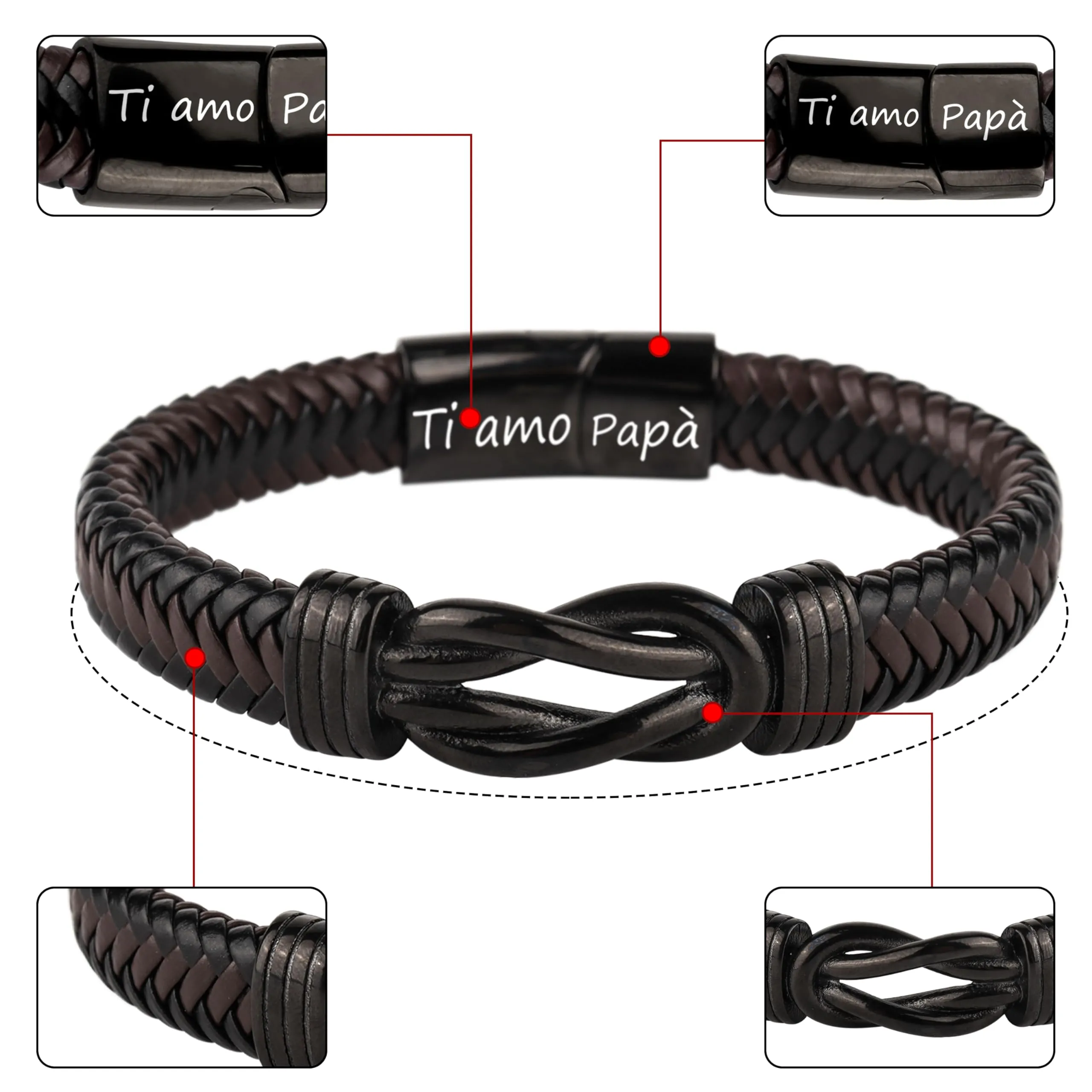 Merclix Regalo papà Natale Festa Del Papà Bracciale Uomo Festa Del Papa Idee Regalo Papa Compleanno - immagine 3