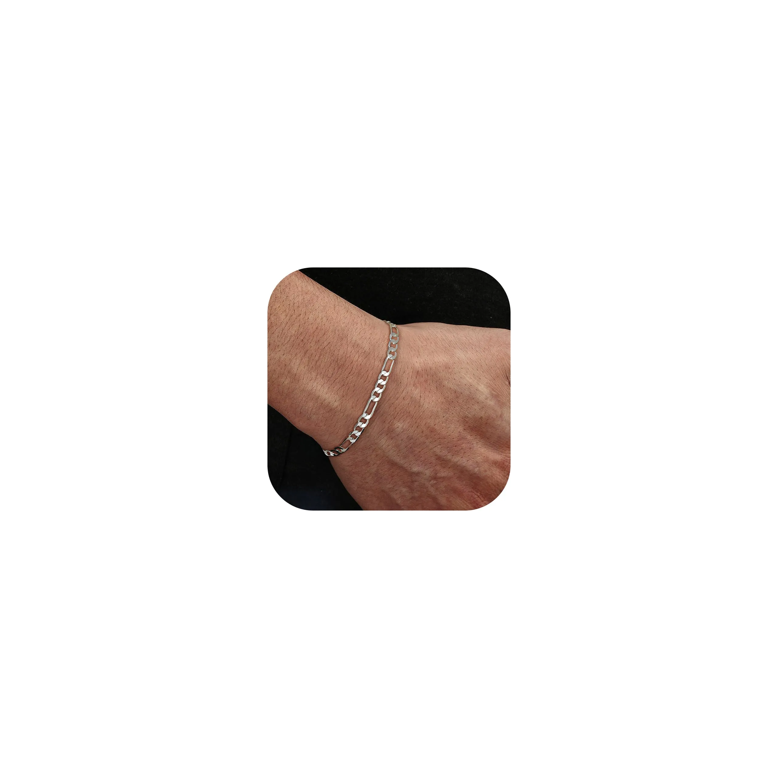 YADOCA Bracciali Uomo Bracciale in Argento Sterling 925 per Uomo Braccialetto Curb Figaro Cubano 19 cm Gioielli da Uomo Regali per papà Fidanzato Marito Figlio - immagine 1