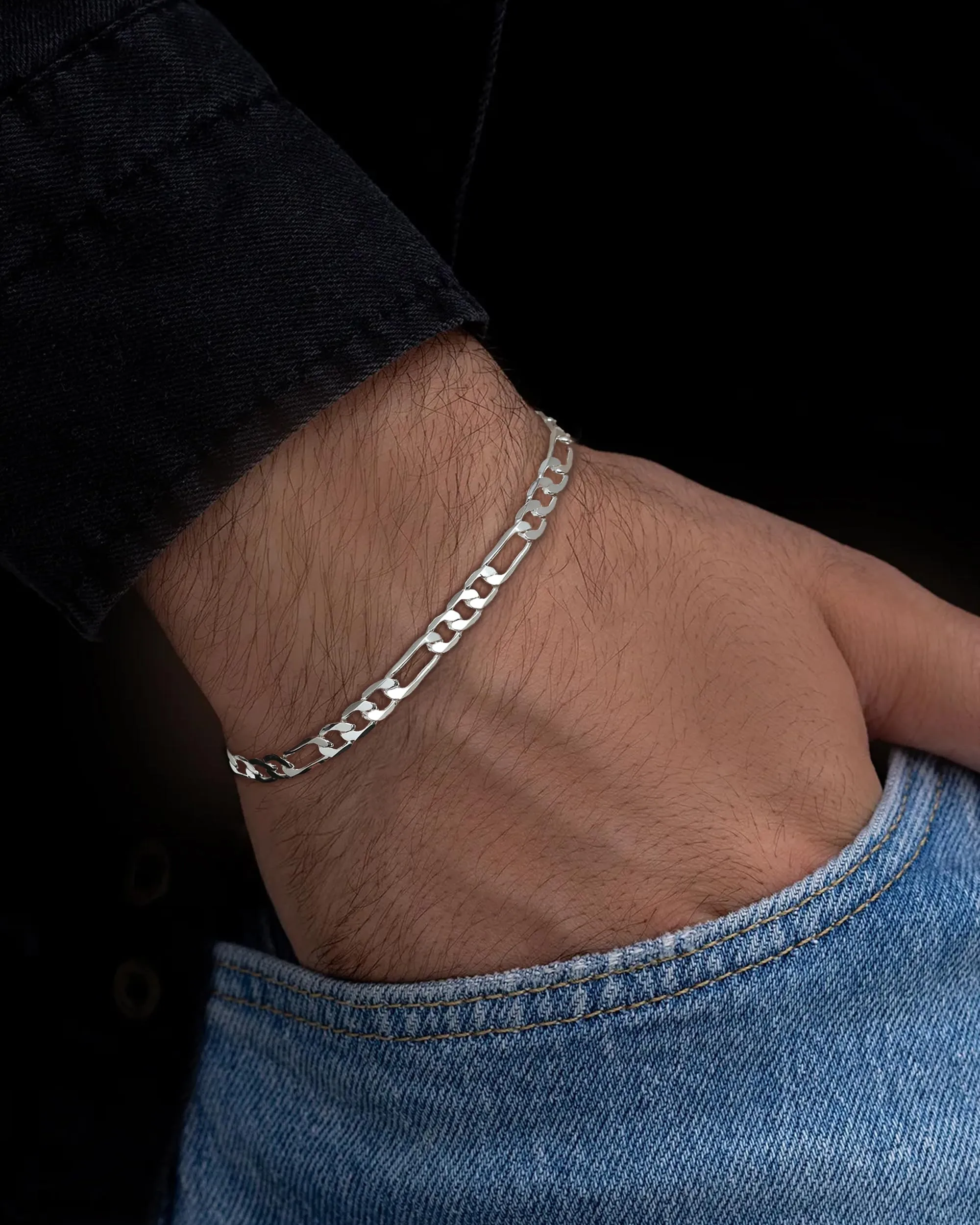 YADOCA Bracciali Uomo Bracciale in Argento Sterling 925 per Uomo Braccialetto Curb Figaro Cubano 19 cm Gioielli da Uomo Regali per papà Fidanzato Marito Figlio - immagine 2