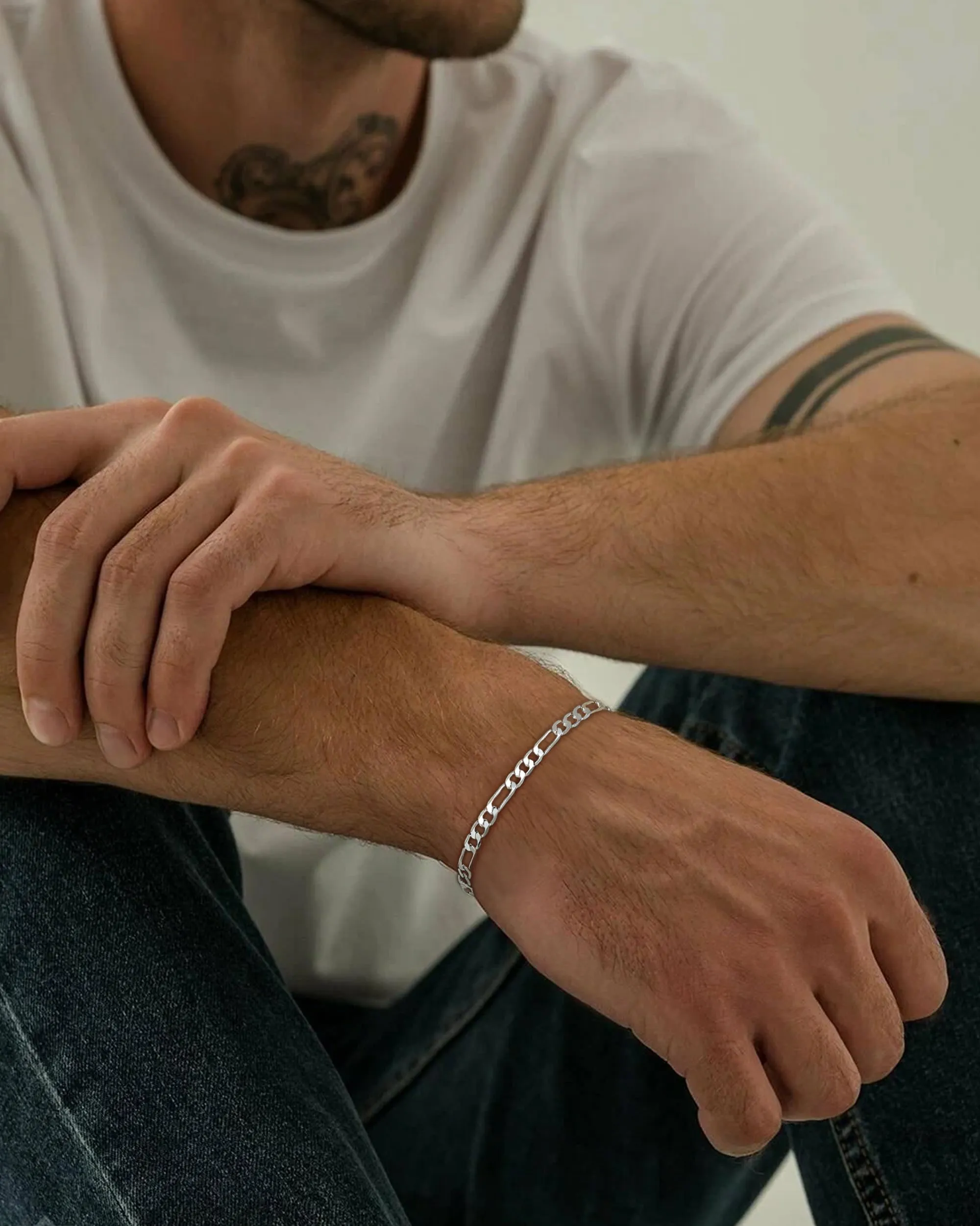 YADOCA Bracciali Uomo Bracciale in Argento Sterling 925 per Uomo Braccialetto Curb Figaro Cubano 19 cm Gioielli da Uomo Regali per papà Fidanzato Marito Figlio - immagine 4