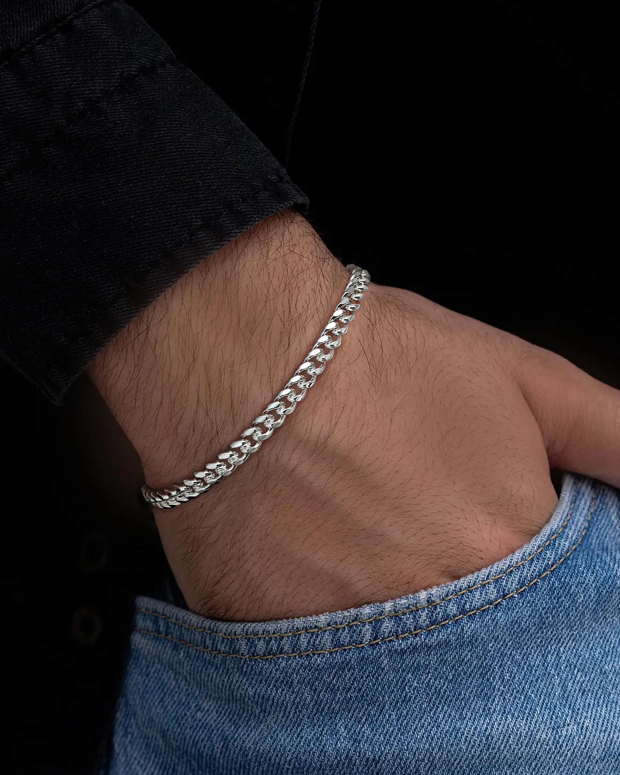YADOCA Bracciale Uomo con Chiusura in Argento 925, Catena Placcata Argento - immagine 2