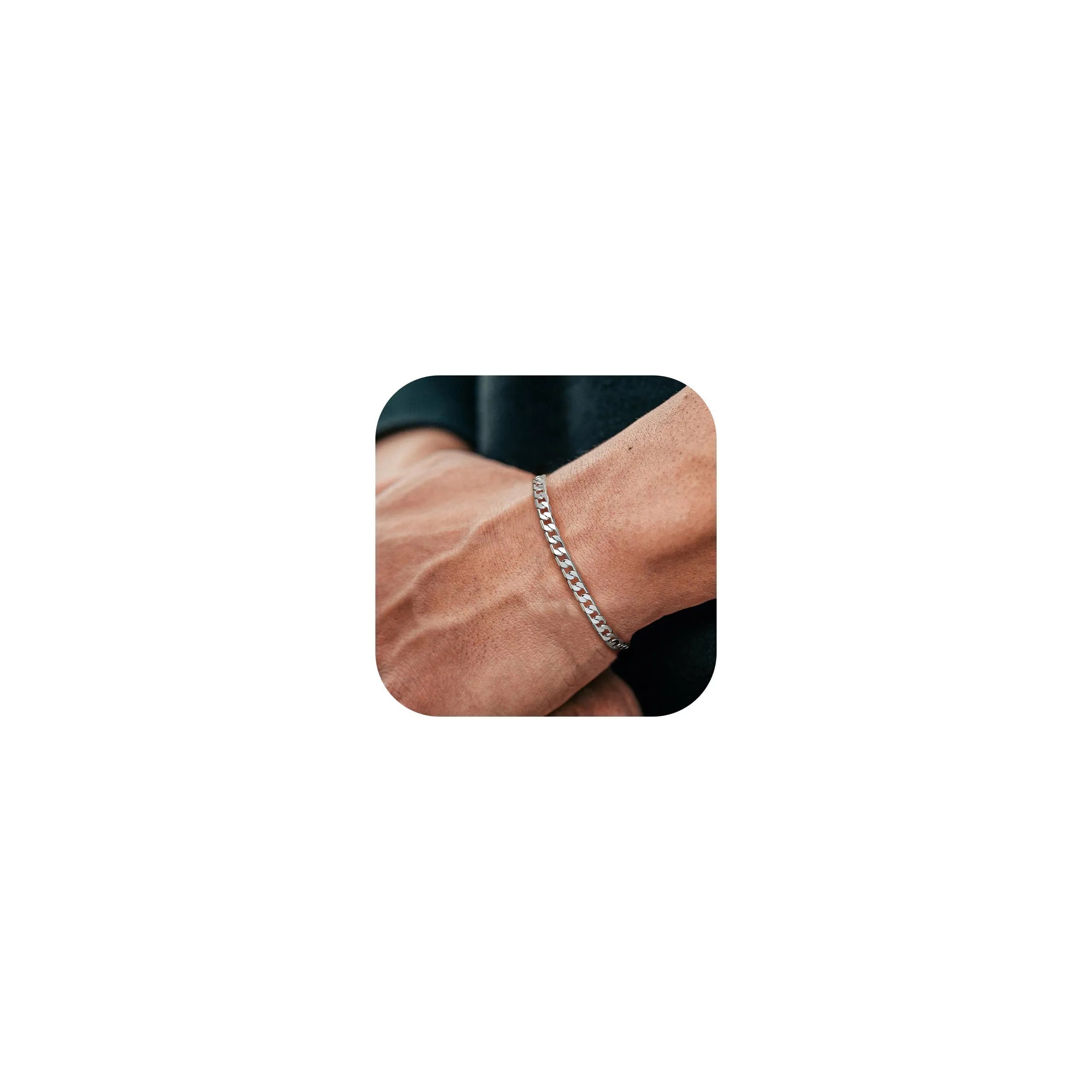 YADOCA Bracciale Uomo con Chiusura in Argento 925, Catena Placcata Argento - immagine 1