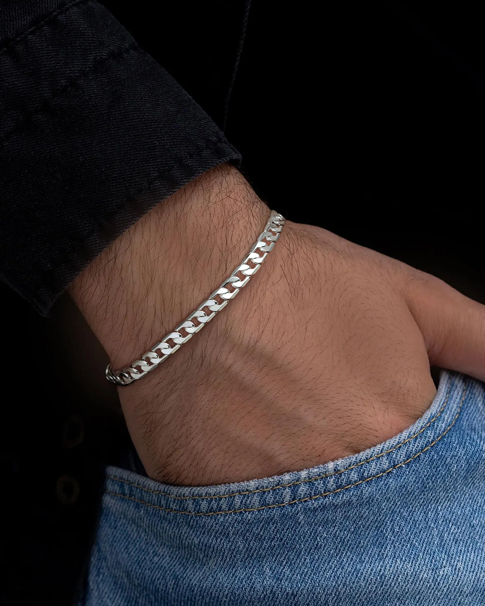 YADOCA Bracciale Uomo con Chiusura in Argento 925, Catena Placcata Argento - immagine 2