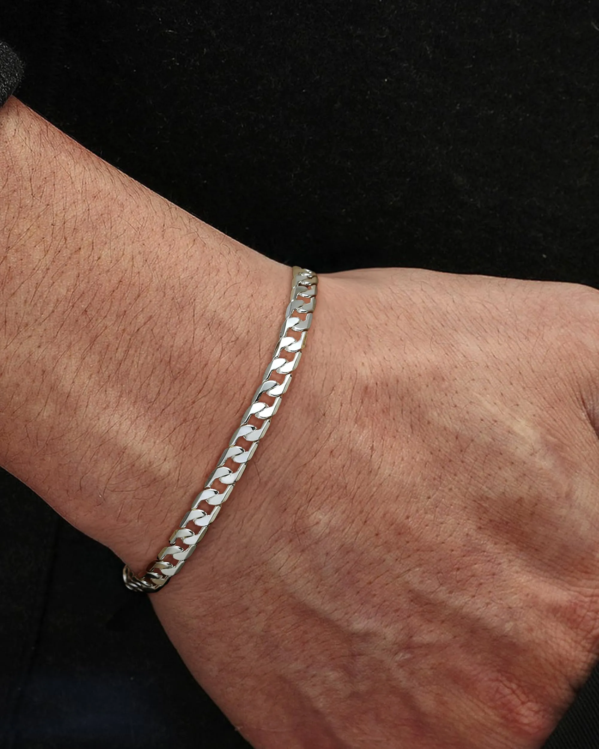 YADOCA Bracciali Uomo Bracciale in Argento Sterling 925 per Uomo Braccialetto Curb Figaro Cubano 19 cm Gioielli da Uomo Regali per papà Fidanzato Marito Figlio - immagine 3