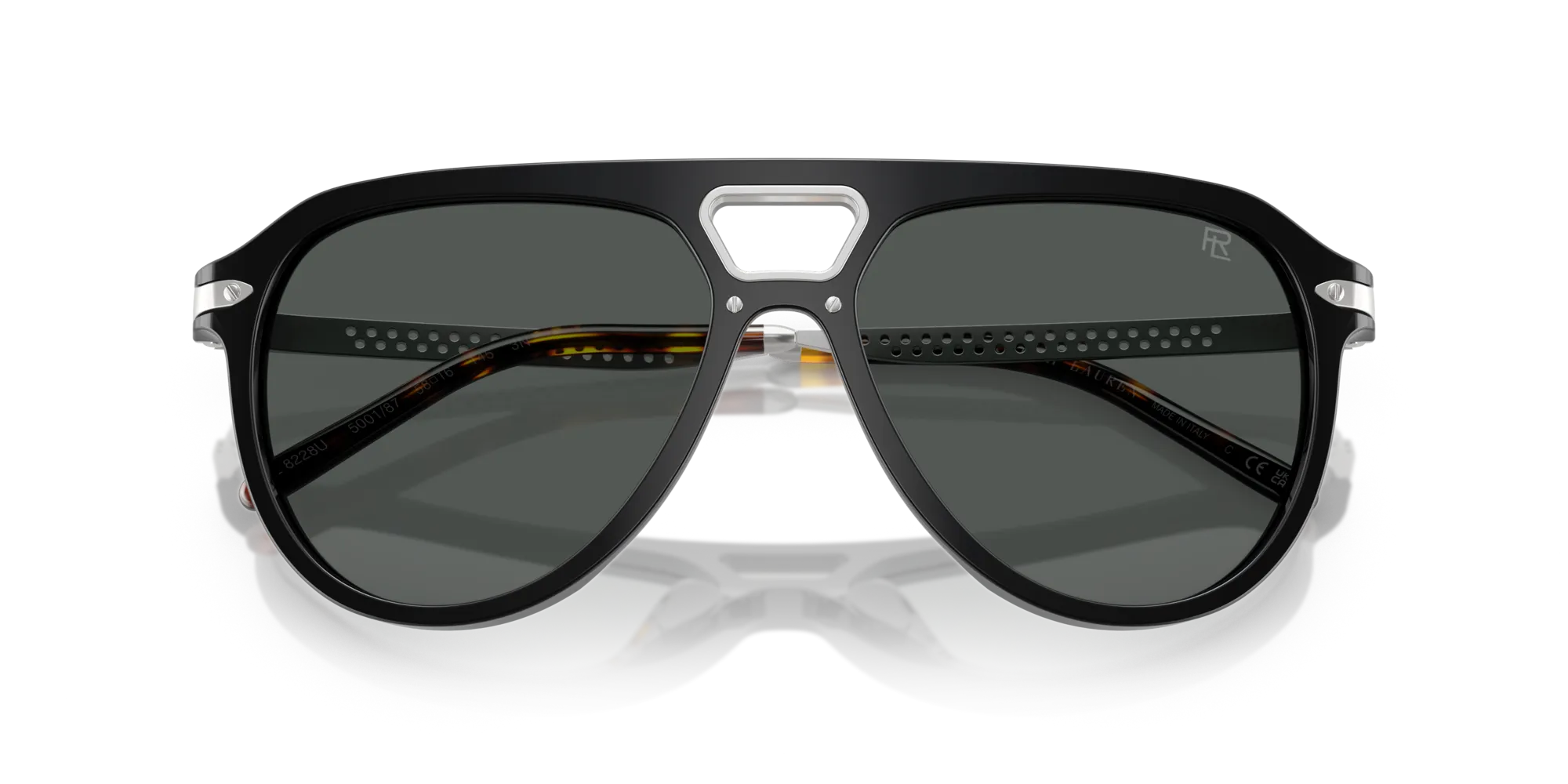 Ralph Lauren RL8228U 500187 Occhiali da sole Acetato Nero Grigio Pilot Normale - immagine 2