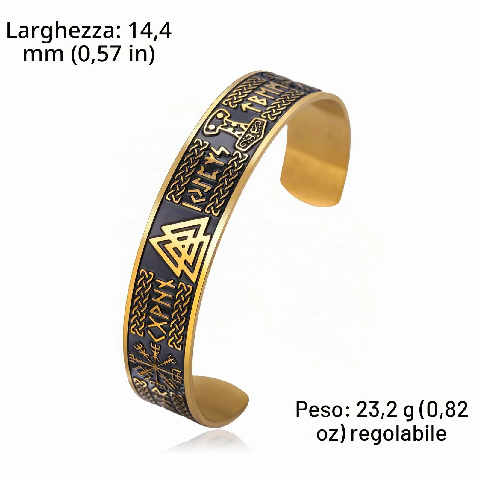 VASSAGO Bracciale Vichingo per Uomini dFonne Rune Norrene Mjolnir Vegvisir Bussola Triskele Valknut elmo di Soggezione Nodo Celtico Triquetra Amuleto Bracciale Bbangle Gioielli (Bracciale Viking-G) - immagine 7