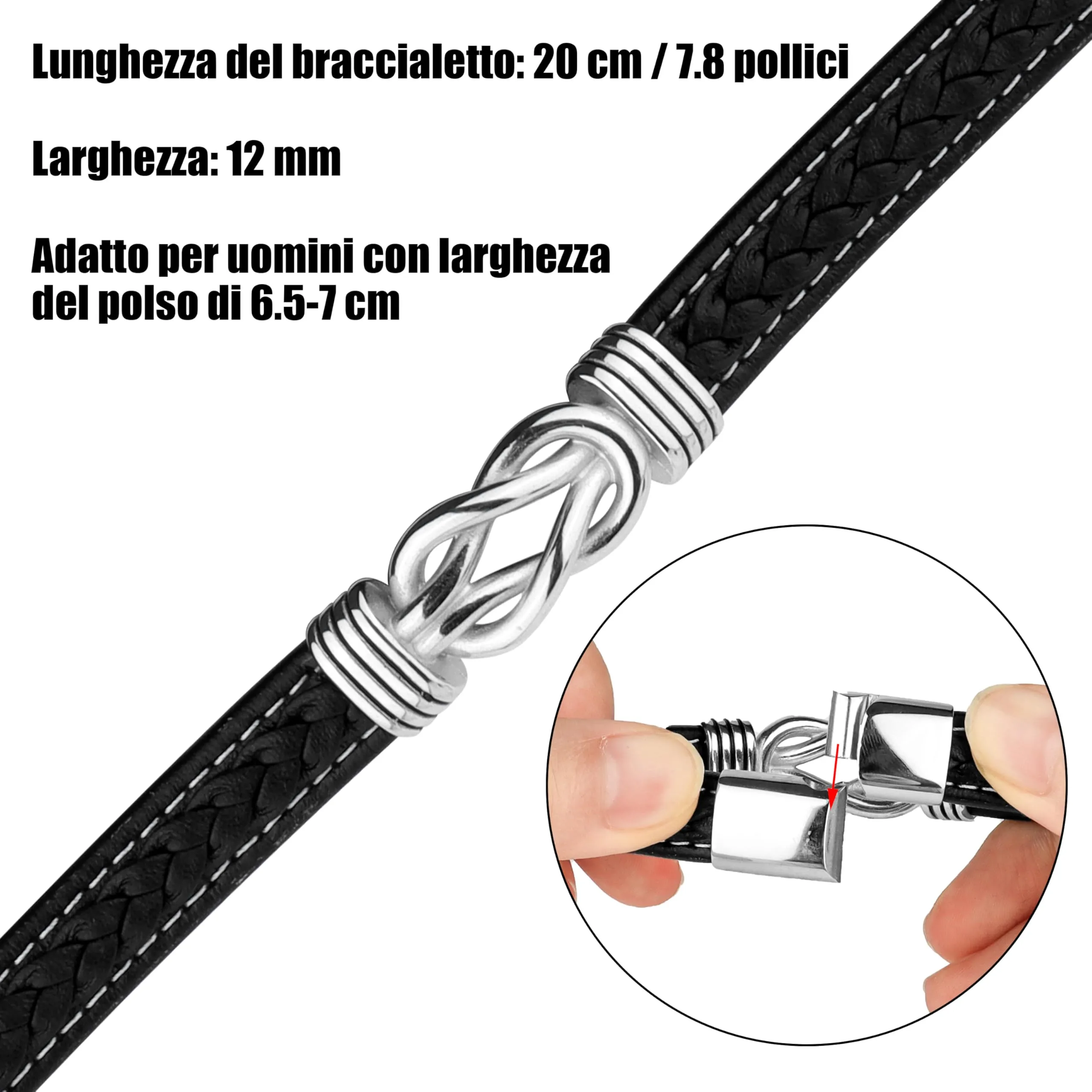 Merclix Bracciale Uomo Pelle Regalo Fidanzato Compleanno Natale Ti Amo Regalo Anniversario per Lui Marito San Valentino per Lui Anniversario Matrimonio - immagine 2
