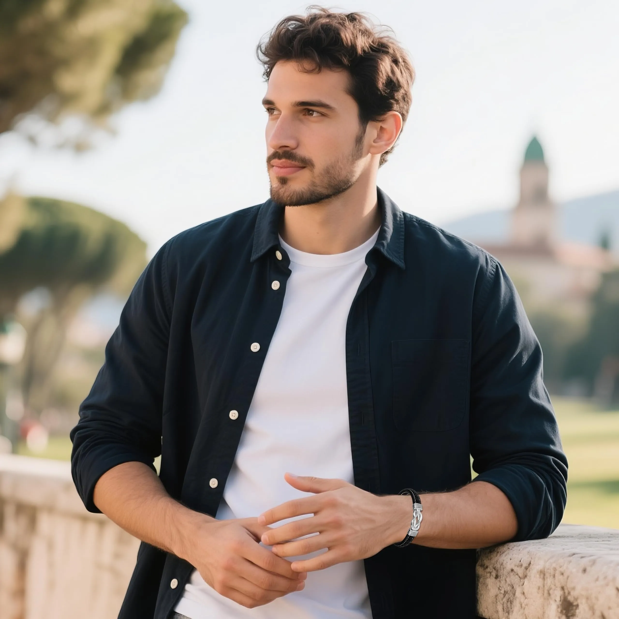Merclix Bracciale Uomo Pelle Regalo Fidanzato Compleanno Natale Ti Amo Regalo Anniversario per Lui Marito San Valentino per Lui Anniversario Matrimonio - immagine 5