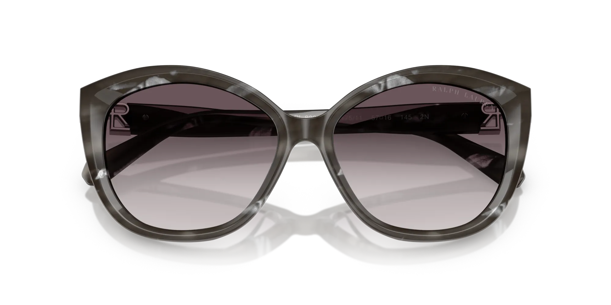 Ralph Lauren RL8225U 617511 Occhiali da sole Acetato Nero Grigio Farfalla Normale Sfumato - immagine 2