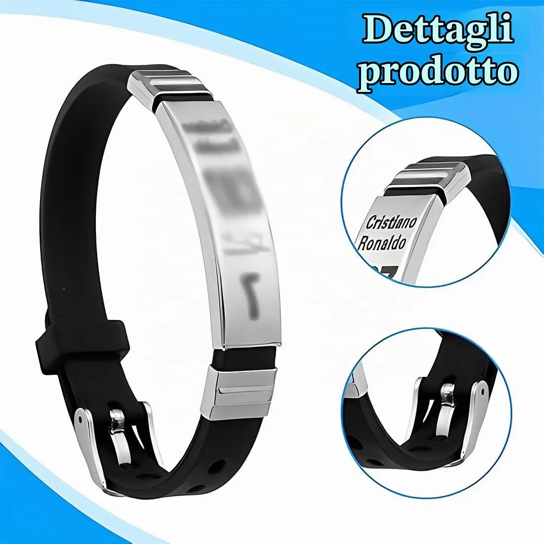 JUGUTA Cr7 Set Di Collane Con Ciondolo A Forma Di Stella Del Calcio, Regolabile, In Acciaio Inox, In Silicone, Per Uomo, Regalo Per I Tifosi Di Calcio, Acciaio Inossidabile Adjustable - immagine 2