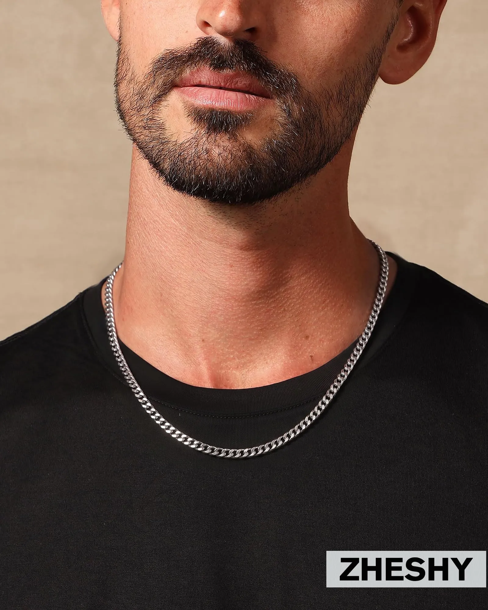 ZHESHY Collana Uomo Acciaio Inossidabile 18K Oro Argento Catena Di Cuban Chain Venezia Scatola Corda Ritorta Collane Gioielli Regalo Uomo E Donna Larghezza 3/4/5/5.5/6mm Lunghezza 46-61cm - immagine 2
