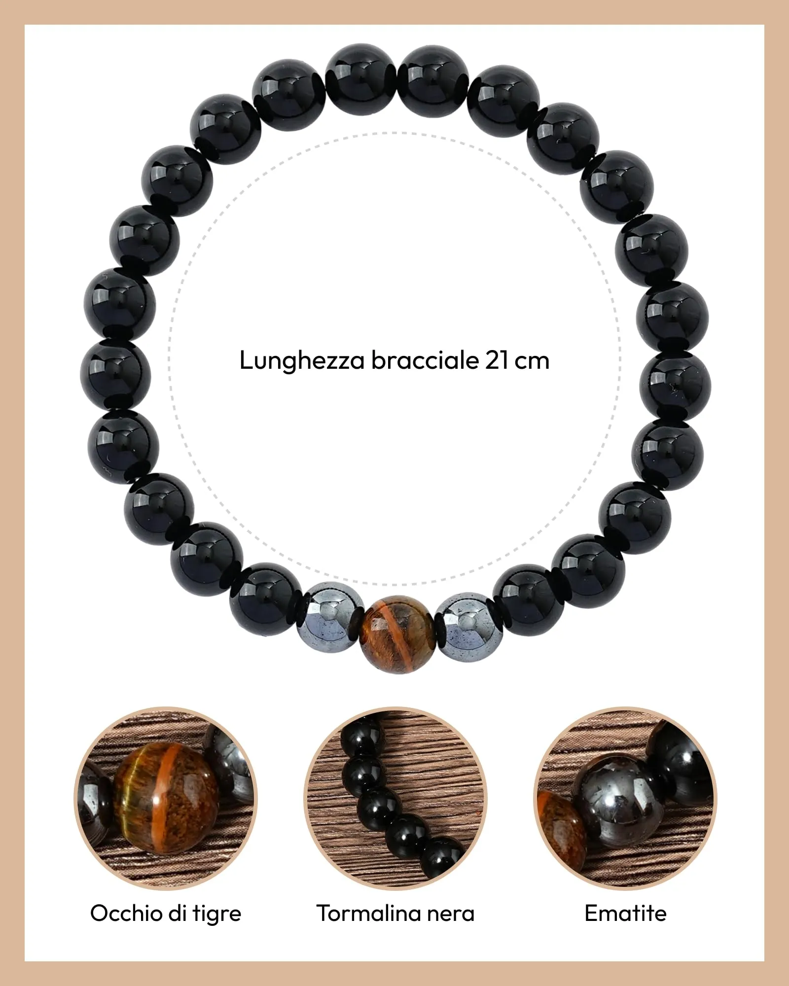 Merclix Regalo Uomo Bracciale Uomo Tormalina Nera Regalo Fidanzato Marito Collega Maschio Ragazzo Compleanno Natale Pensione Laurea - immagine 2