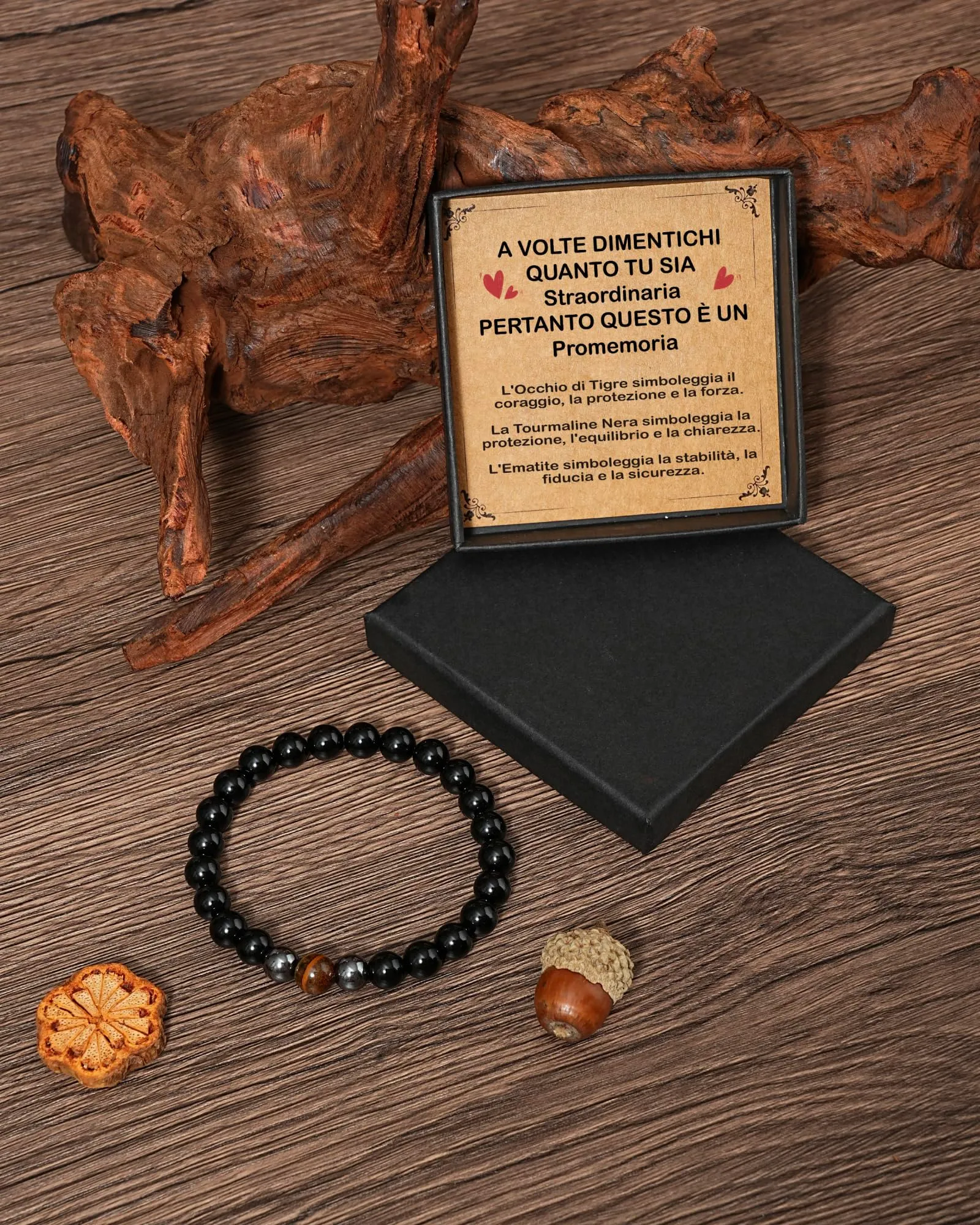 Merclix Regalo Uomo Bracciale Uomo Tormalina Nera Regalo Fidanzato Marito Collega Maschio Ragazzo Compleanno Natale Pensione Laurea - immagine 3