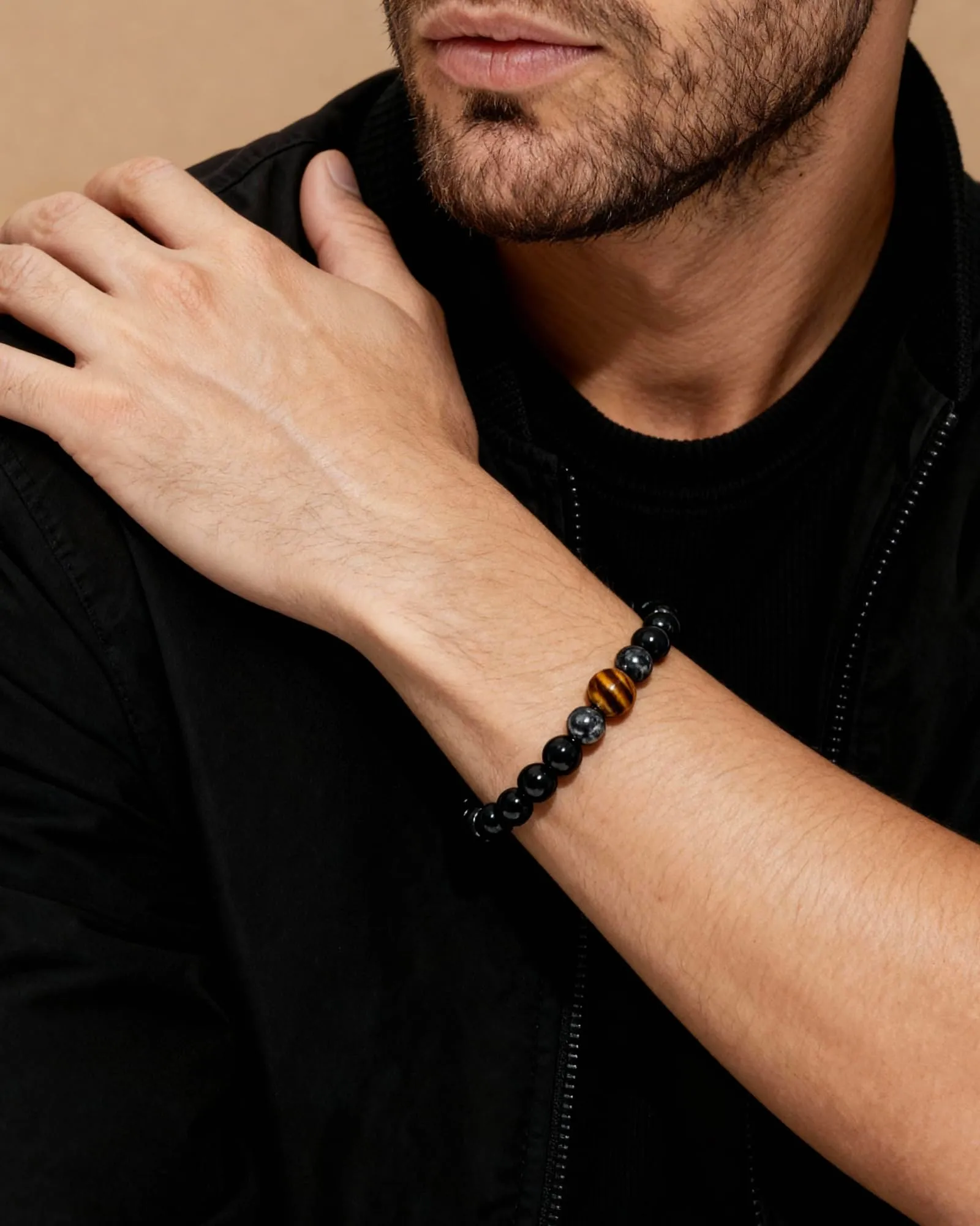 Merclix Regalo Uomo Bracciale Uomo Tormalina Nera Regalo Fidanzato Marito Collega Maschio Ragazzo Compleanno Natale Pensione Laurea - immagine 5