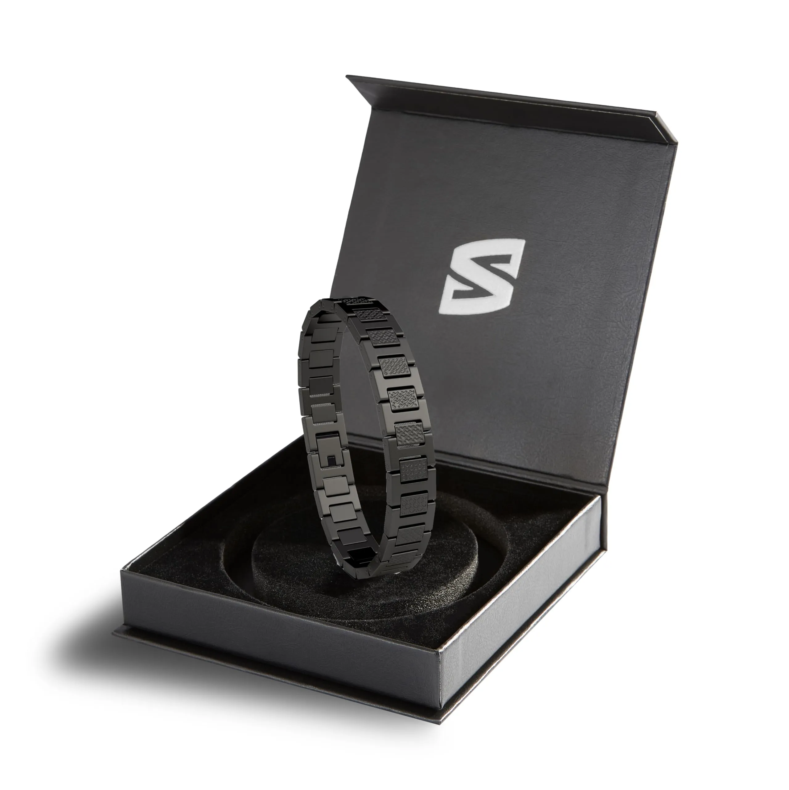 SERASAR Bracciale Uomo Nero Acciaio Inox Bangle Gioielli Regalo - immagine 2