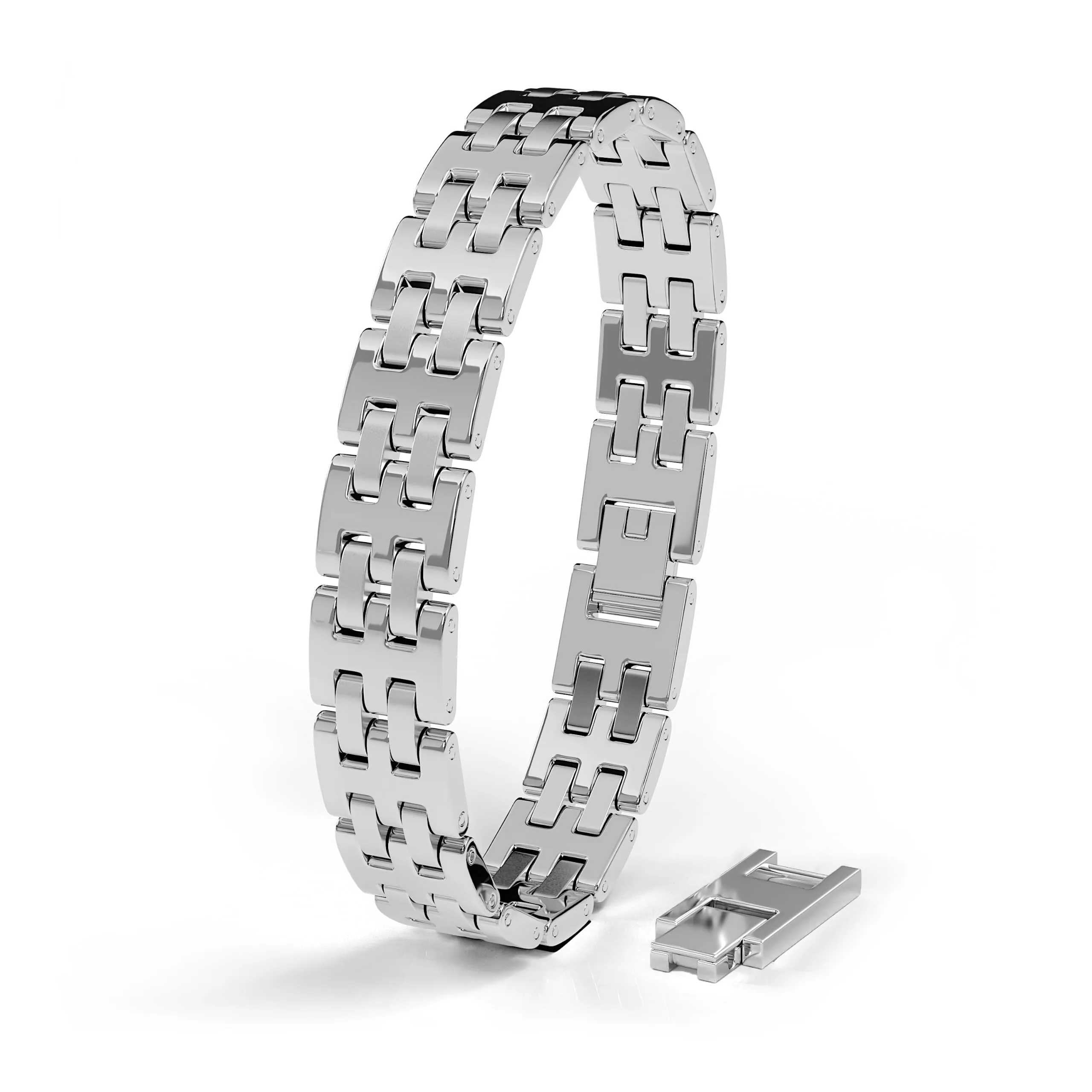 SERASAR Bracciale Uomo Argento Acciaio Chirurgico Bangle Treccia - immagine 1