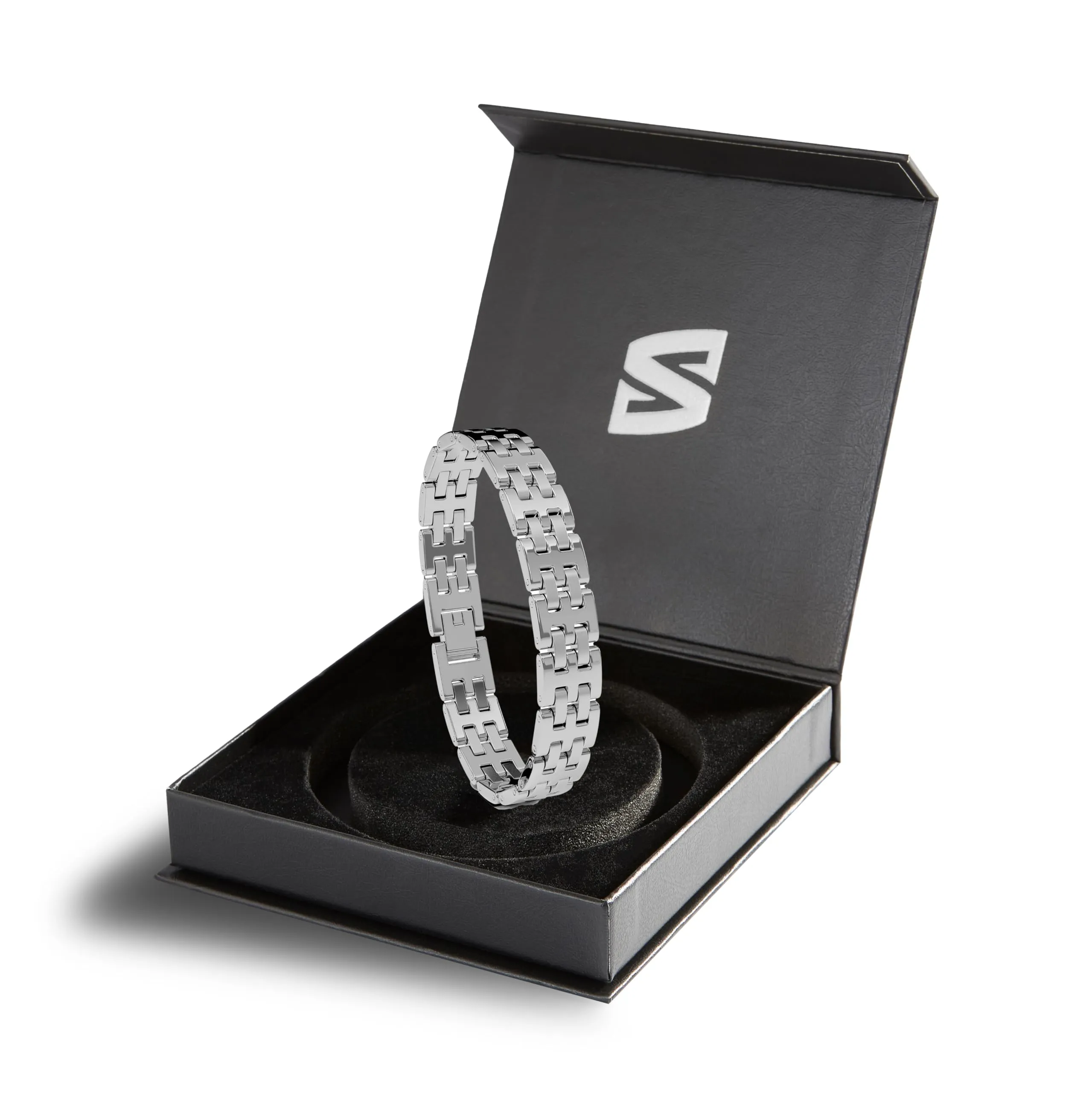 SERASAR Bracciale Uomo Argento Acciaio Inox Curb Chain Gioielli - immagine 2