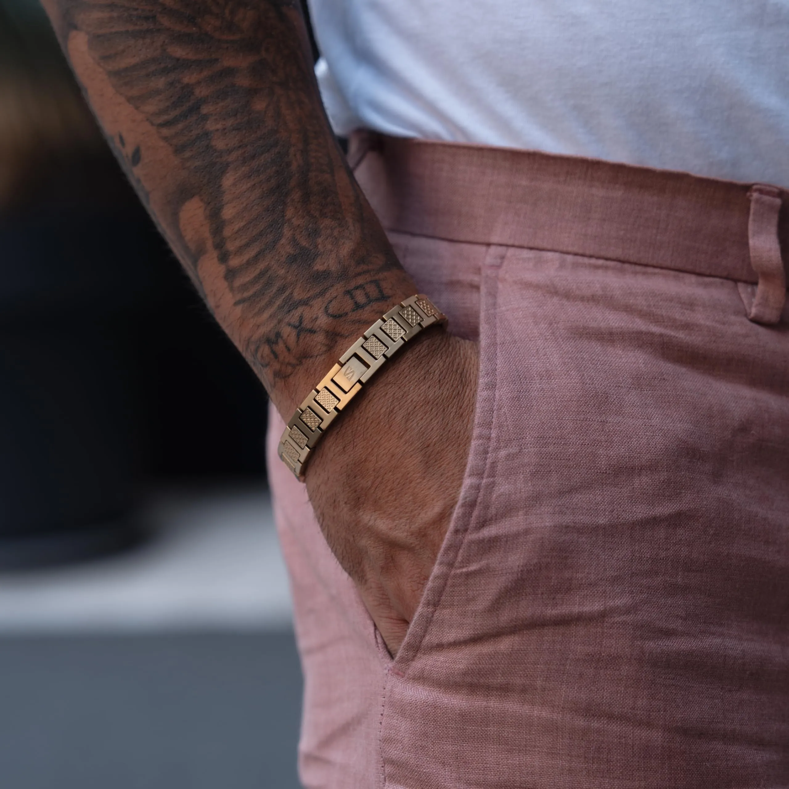 SERASAR Bracciale Uomo Oro Gioielli Accessorio a Fascia - immagine 4