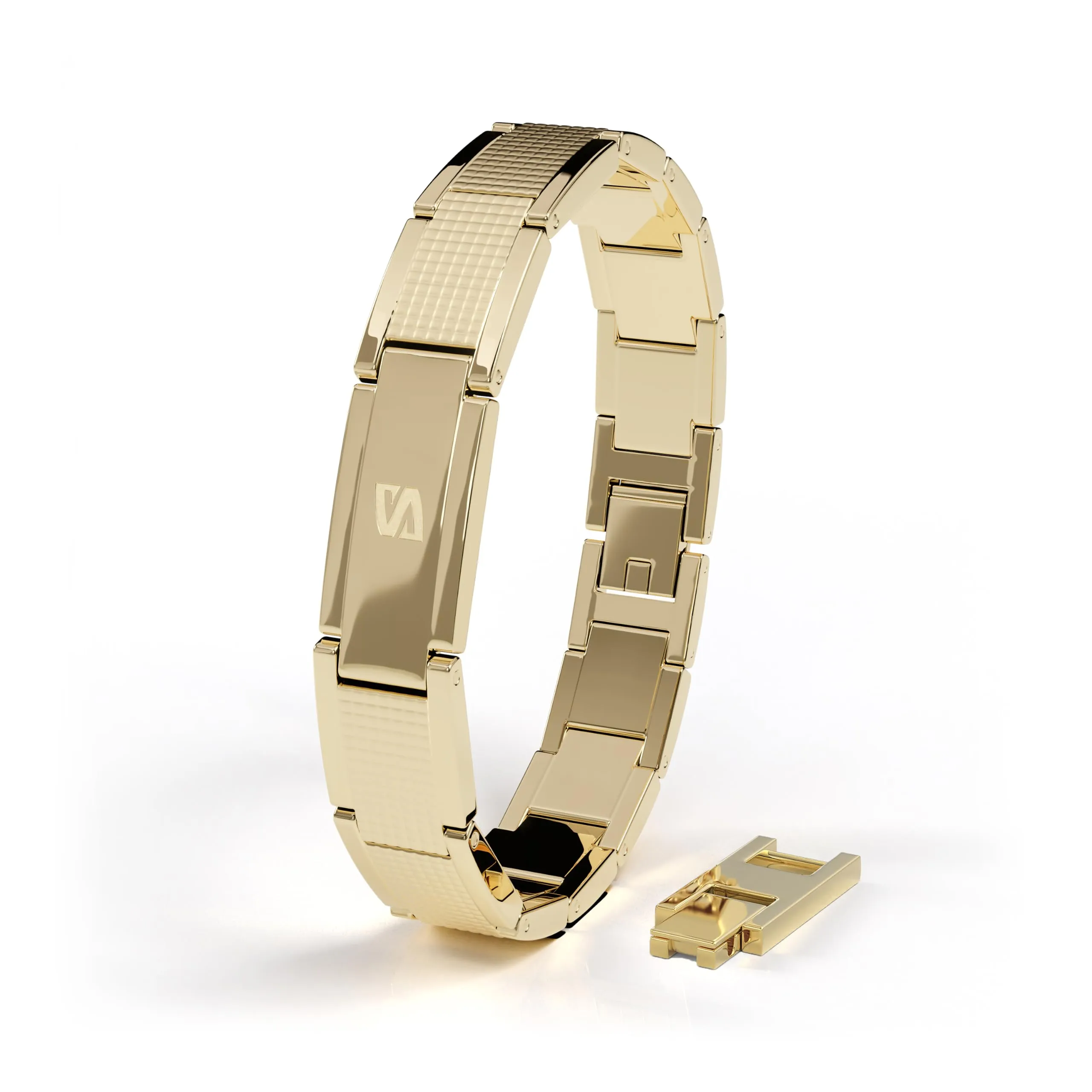 SERASAR Bracciale Uomo Acciaio Inox Catena Cubana Oro Gioielli Moda 20cm - immagine 1