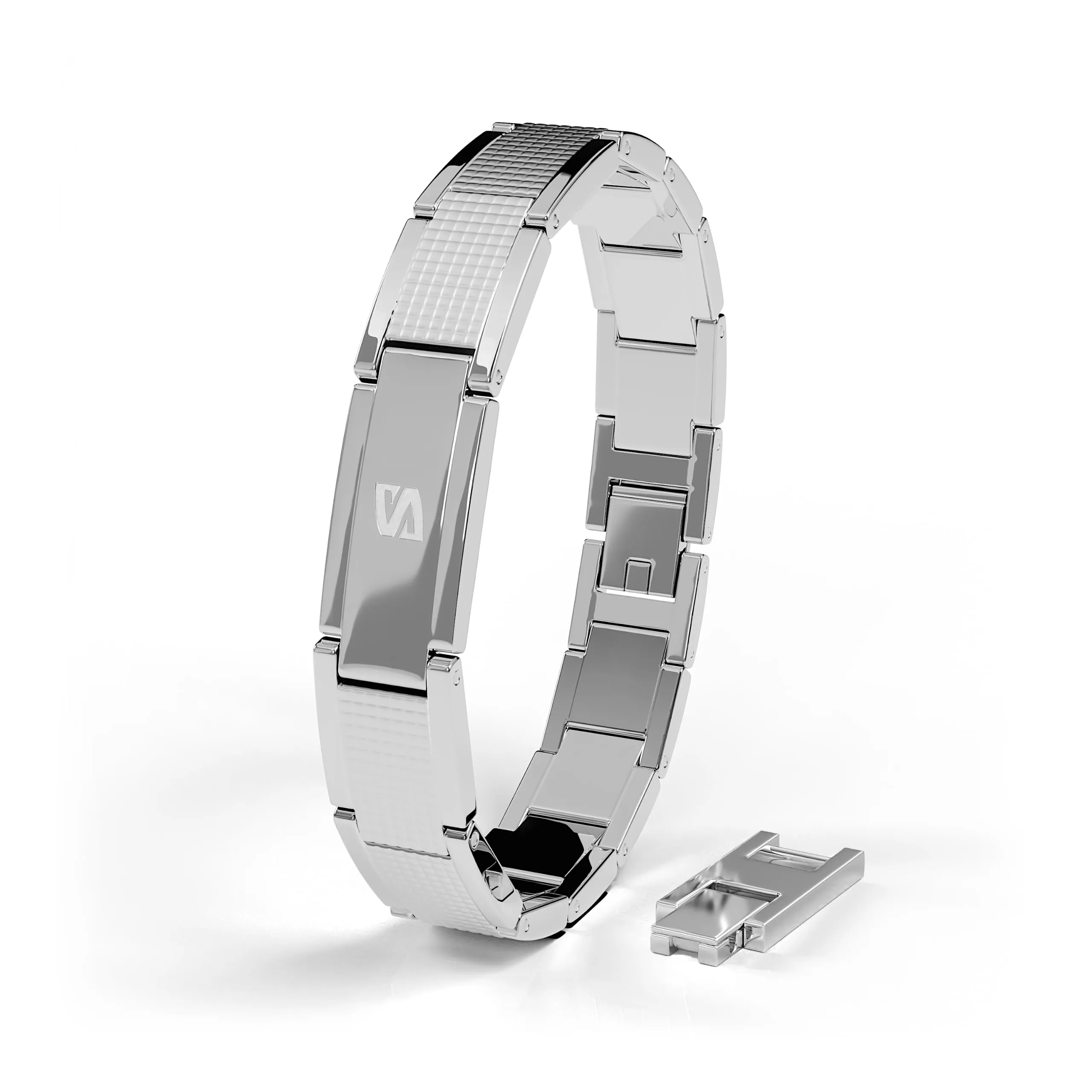SERASAR Bracciale Uomo Acciaio Inox Braccialetto Argento Fidanzato 17cm - immagine 1