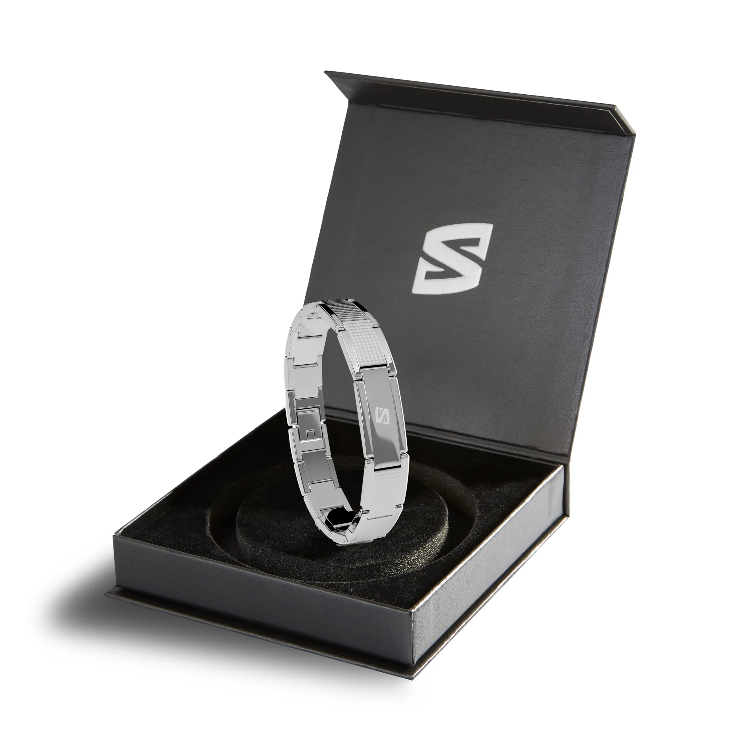 SERASAR Bracciale Uomo Acciaio Inox Braccialetto Argento Fidanzato 17cm - immagine 2
