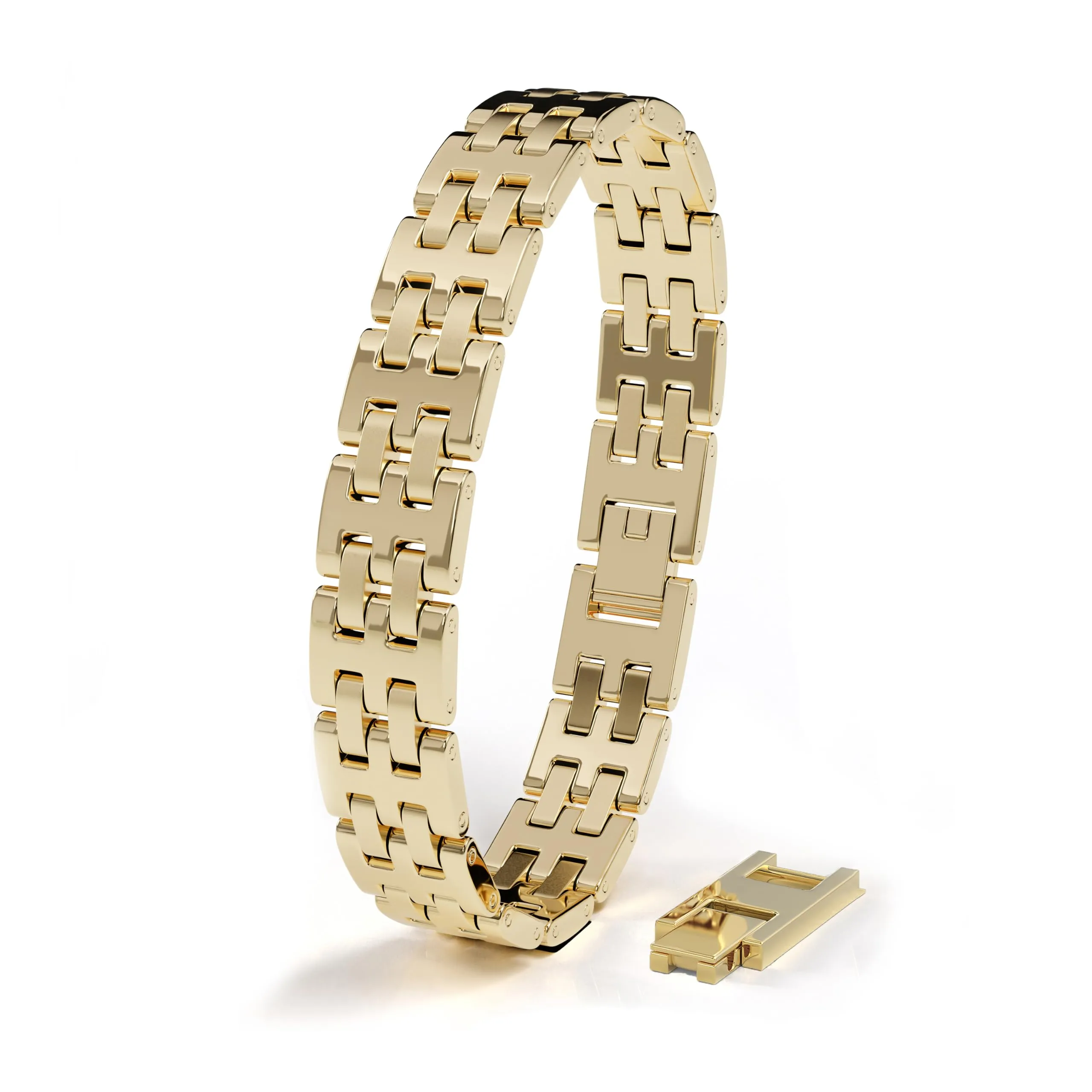 SERASAR Bracciale Uomo Oro Acciaio Inox Bangle Intrecciato Gioielli - immagine 1