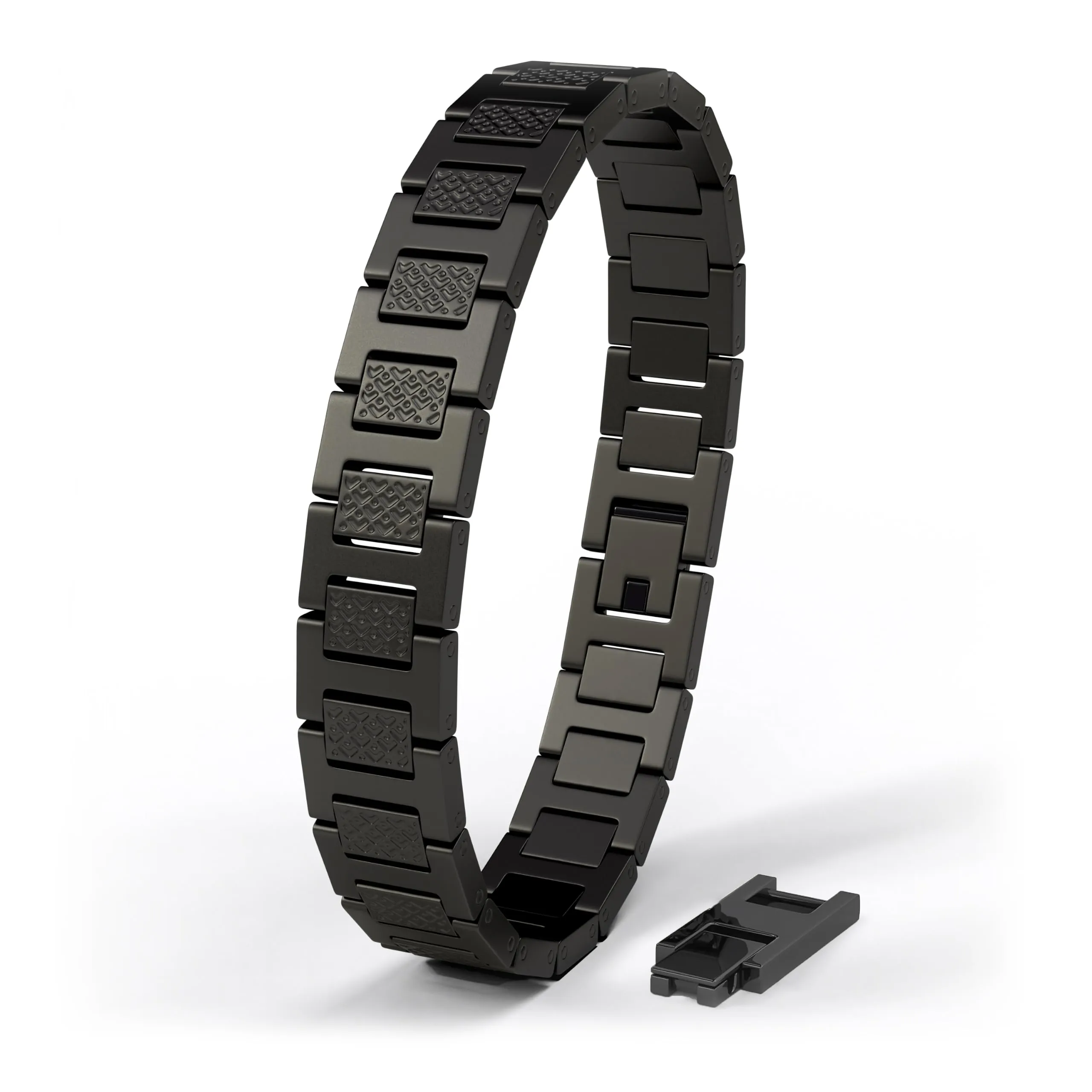 SERASAR Bracciale Uomo Nero Acciaio Inox Bangle Intrecciato Gioielli - immagine 1