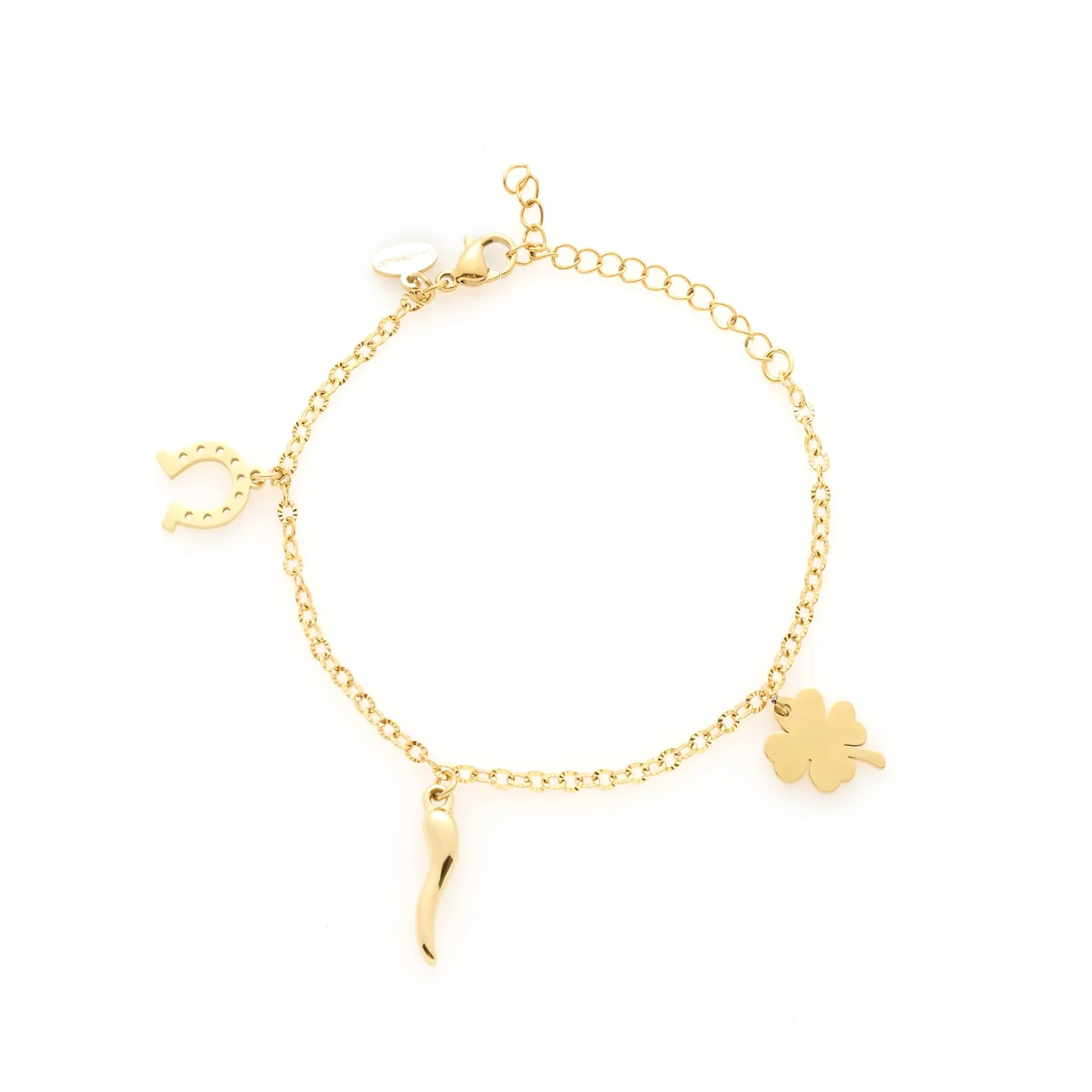 Louis Ciocchetti Bracciale in Acciaio con Corno Portafortuna – Bracciale Regolabile Uomo e Donna con Chiusura a Moschettone, Lunghezza 16 cm + 5 cm - immagine 2