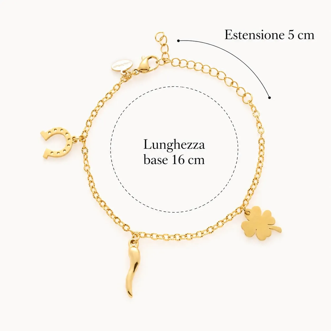 Louis Ciocchetti Bracciale in Acciaio con Corno Portafortuna – Bracciale Regolabile Uomo e Donna con Chiusura a Moschettone, Lunghezza 16 cm + 5 cm - immagine 5