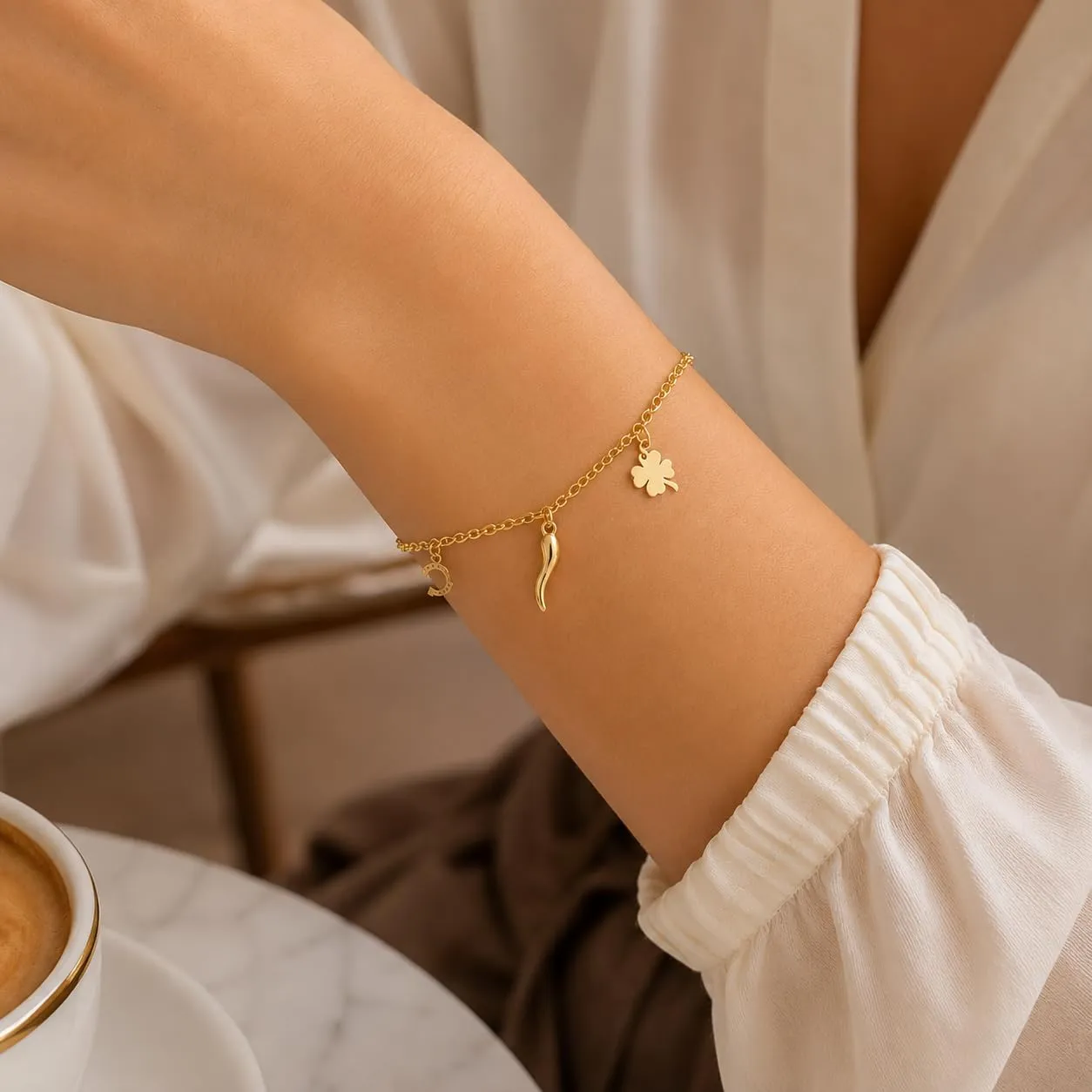 Louis Ciocchetti Bracciale in Acciaio con Corno Portafortuna – Bracciale Regolabile Uomo e Donna con Chiusura a Moschettone, Lunghezza 16 cm + 5 cm - immagine 7